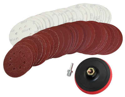 peveha24 Schleifscheibe 50 Klett Schleifscheiben Sortiment 125mm mit Klettschleifteller, enthaltene Körnung 40-180