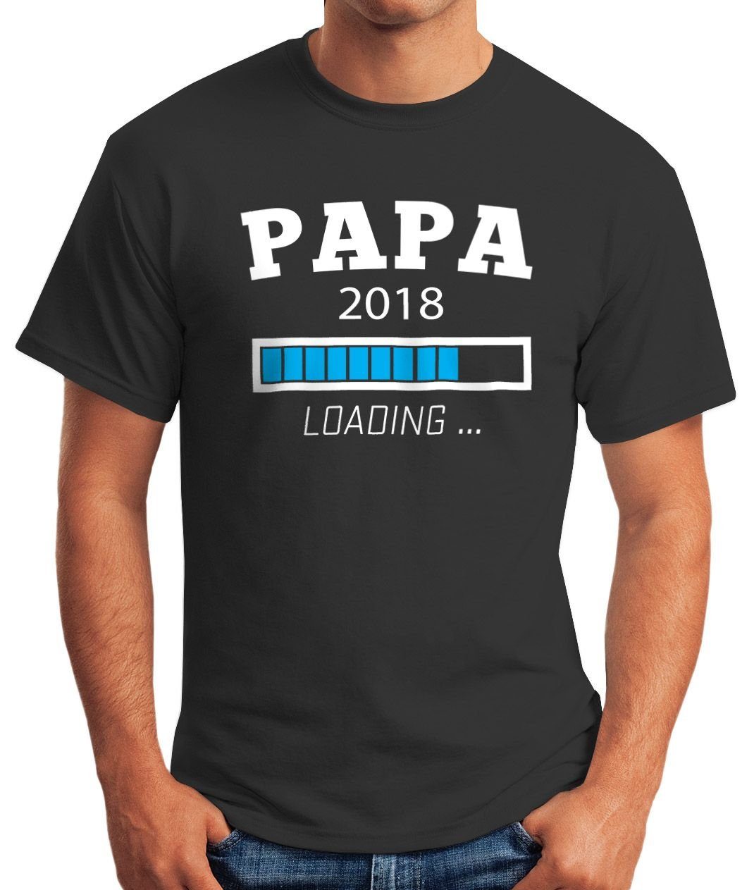 Moonworks® Loading schwarz Herren Shirt T-Shirt mit Papa MoonWorks Print 2018 Print-Shirt