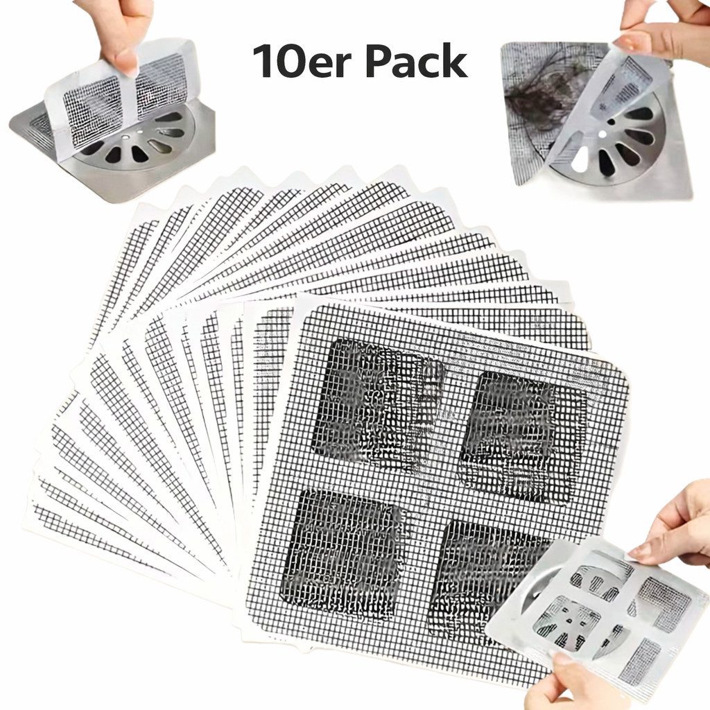 ILOKEN Abflusssieb Abflusshaarsieb 10er-Set, Selbstklebende Abflussfilter Antiverstopfung, (10-St., 10-teiliges Set), Abflusssieb 10er Set – Selbstklebende Haarsiebe gegen