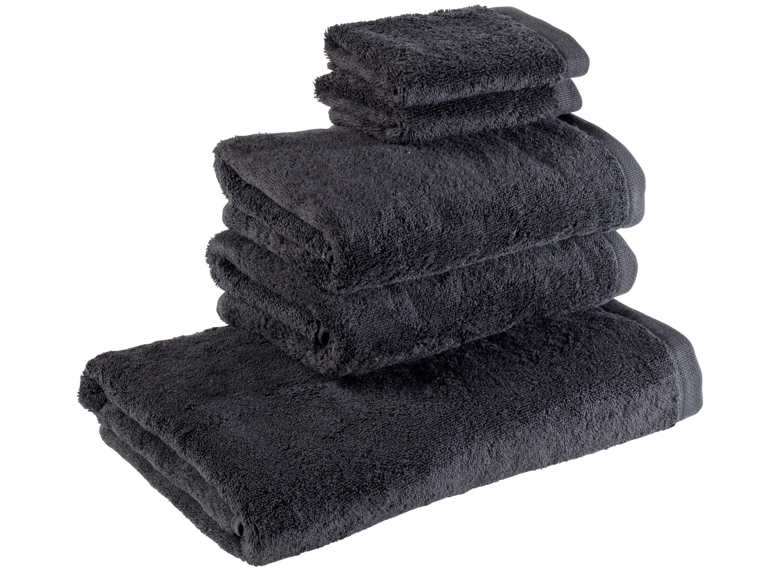 Bomlins Handtuch Set Handtücher aus 100% original ägyptische GIZA Baumwolle 650 g/m², (Royal Set, 5-tlg), Kleines deutsches Familienunternehmen -> Spüren Sie die Qualität. Schwarz