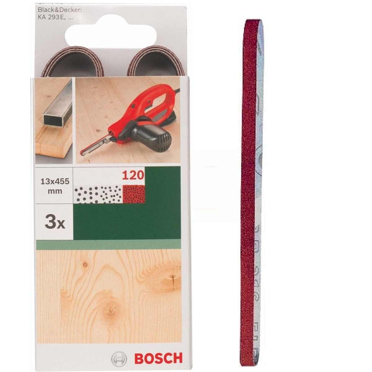 BOSCH Bohrfutter Bosch 3 Schleifbänder für B+D Powerfile KA 293E 13 x 451 mm, K 120