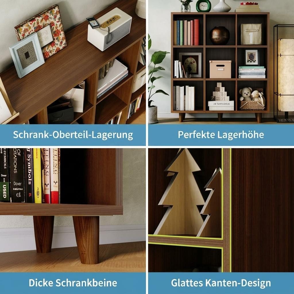 GarveeMore Bücherregal Würfelregal mit 9 Fächern 95x30x108cm – Bild 4 von 5