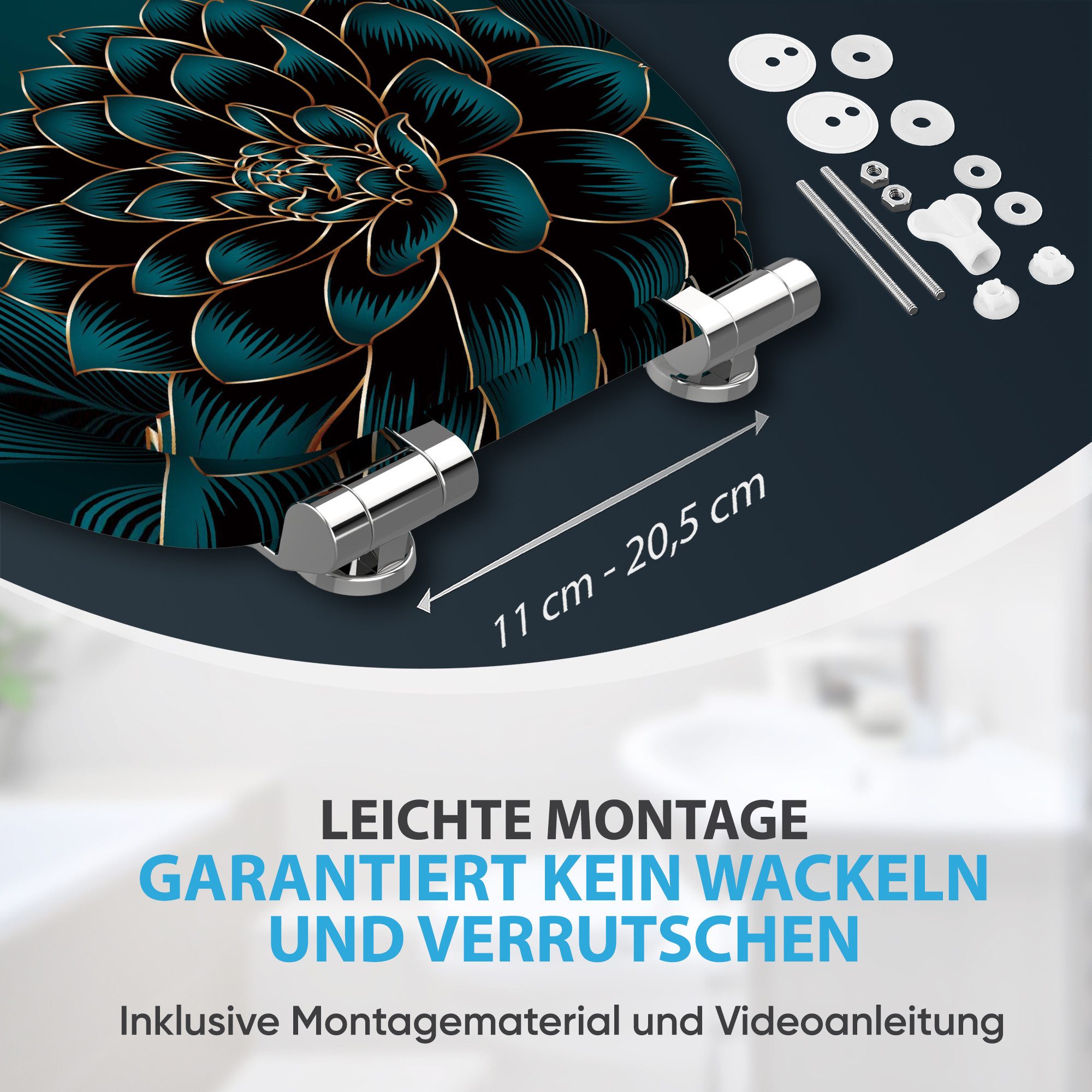 Sanilo Badaccessoire-Set 3-teilig mit Motiv, viele schöne Sets zur Auswahl, WC-Sitz mit Absenkautomatik, Badteppich 70 x 110 cm, Waschbeckenstöpsel, 3 tlg., 3-t – Bild 4 von 5