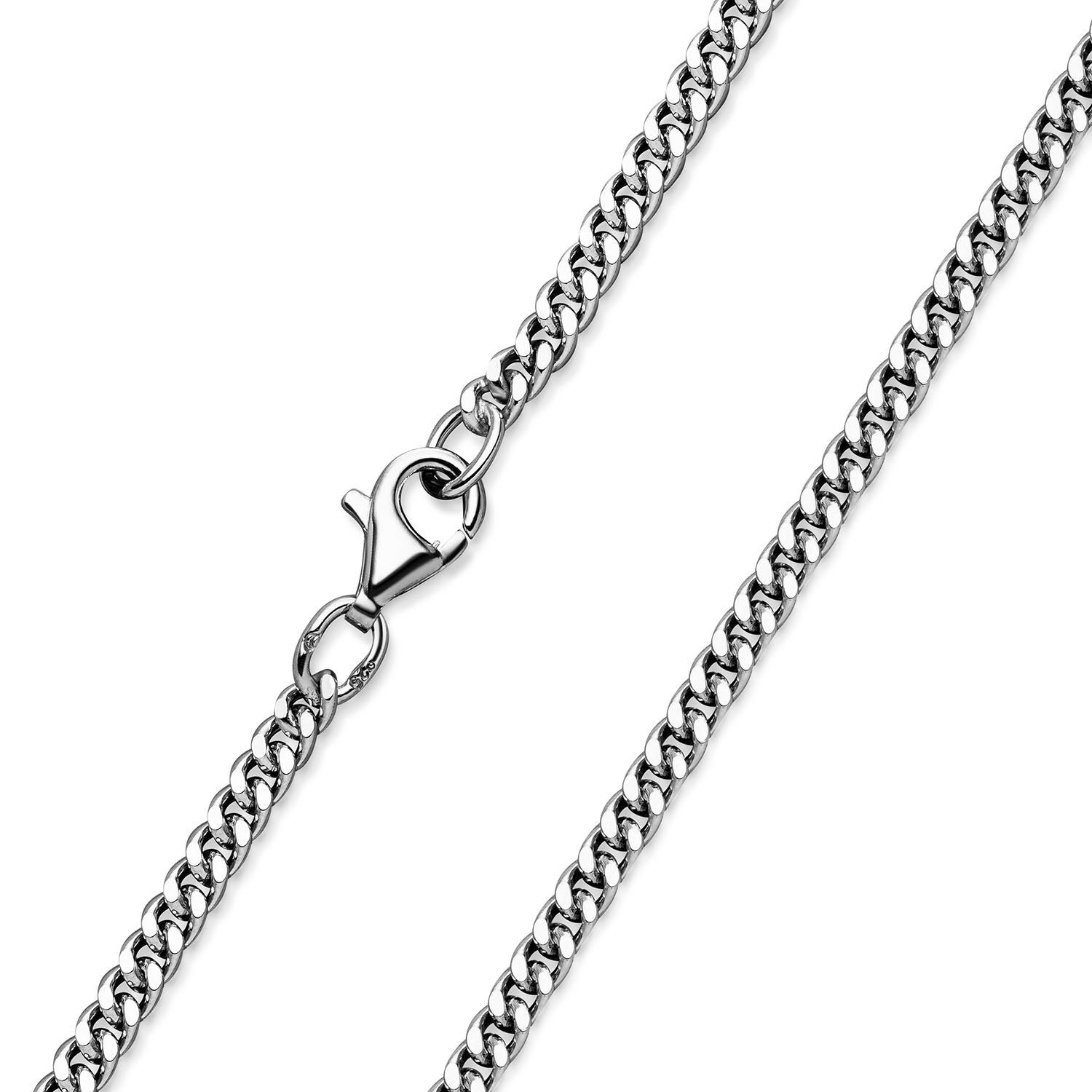 Silberkette rhodiniert Silber, 40-80cm Panzerkette 925 Unisex Materia 2,5mm Sterling diamantiert K27,