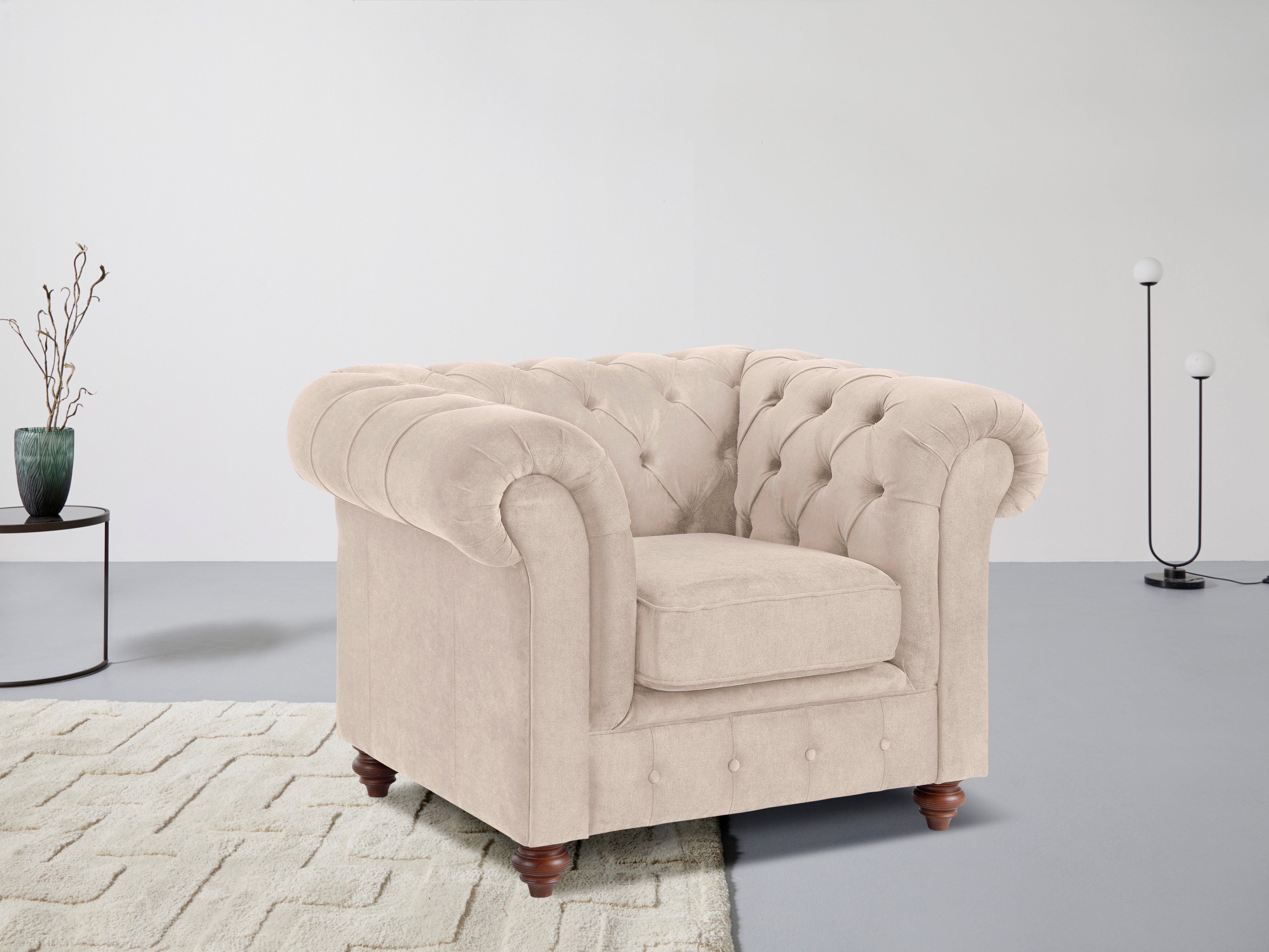 Home affaire Sessel Chesterfield B/T/H: 105/69/74 cm, mit hochwertiger Knopfheftung, auch in Leder