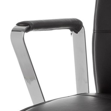 Amstyle Drehstuhl SPM1.137 (Echtleder Schwarz, Bürostuhl XXL 120 kg Modern), Schreibtischstuhl Drehbar, Chefsessel mit Armlehne