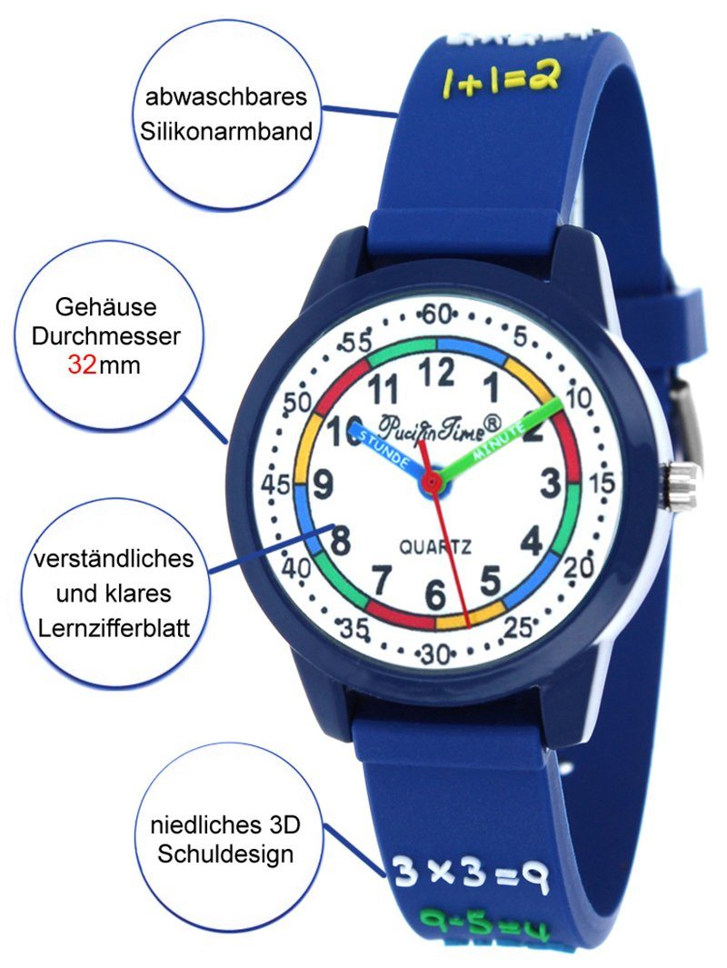 Pacific Time Quarzuhr Kinder Armbanduhr Lenruhr Mathe Silikonarmband, Gratis Versand