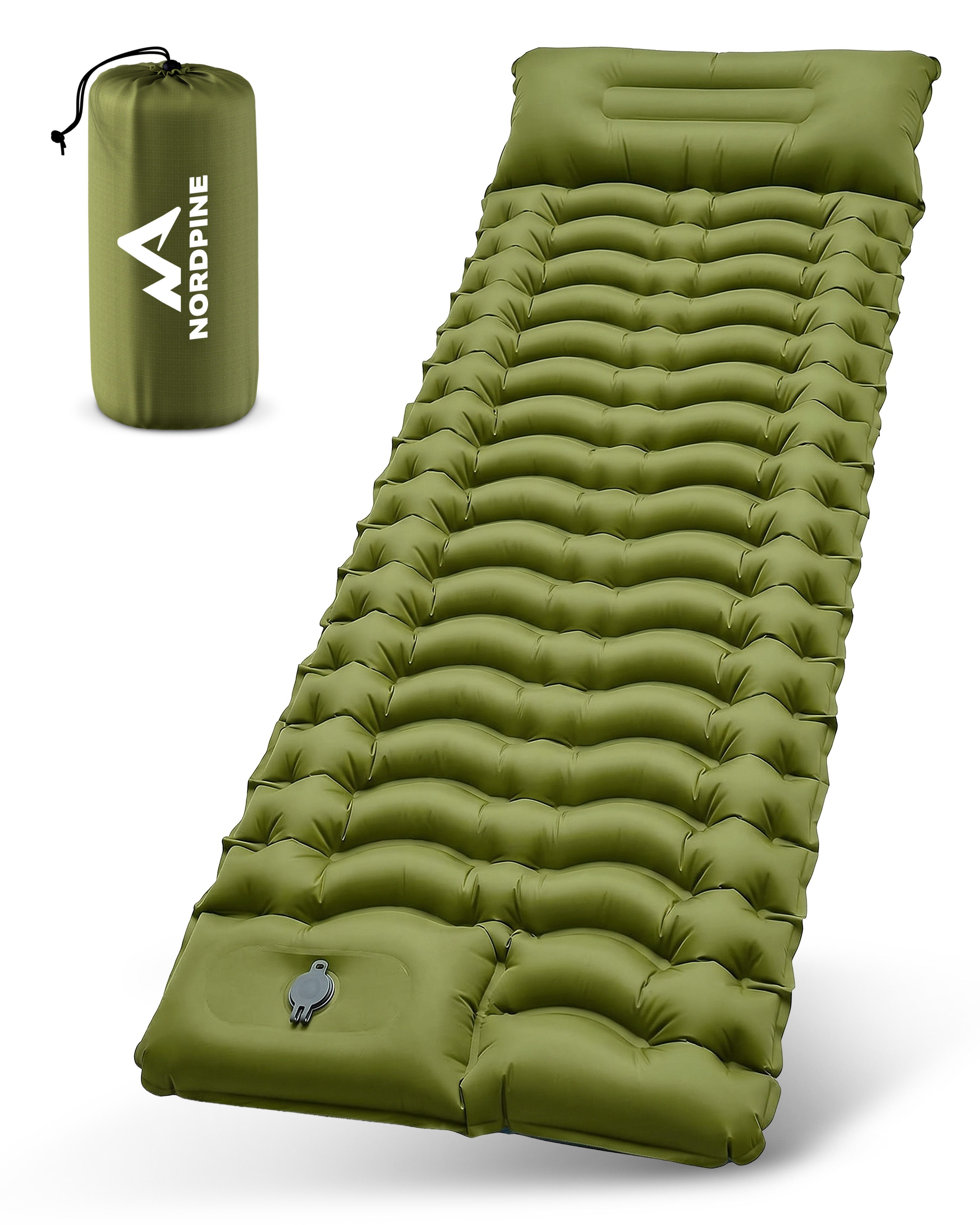 NEOLYMP Isomatte Camping Isomatte TrekMat 10 mit Fußpumpe 200x70 cm ultraleicht 0,9kg, Ultraleicht und Wasserfest mit schneller Aufblasbarkeit