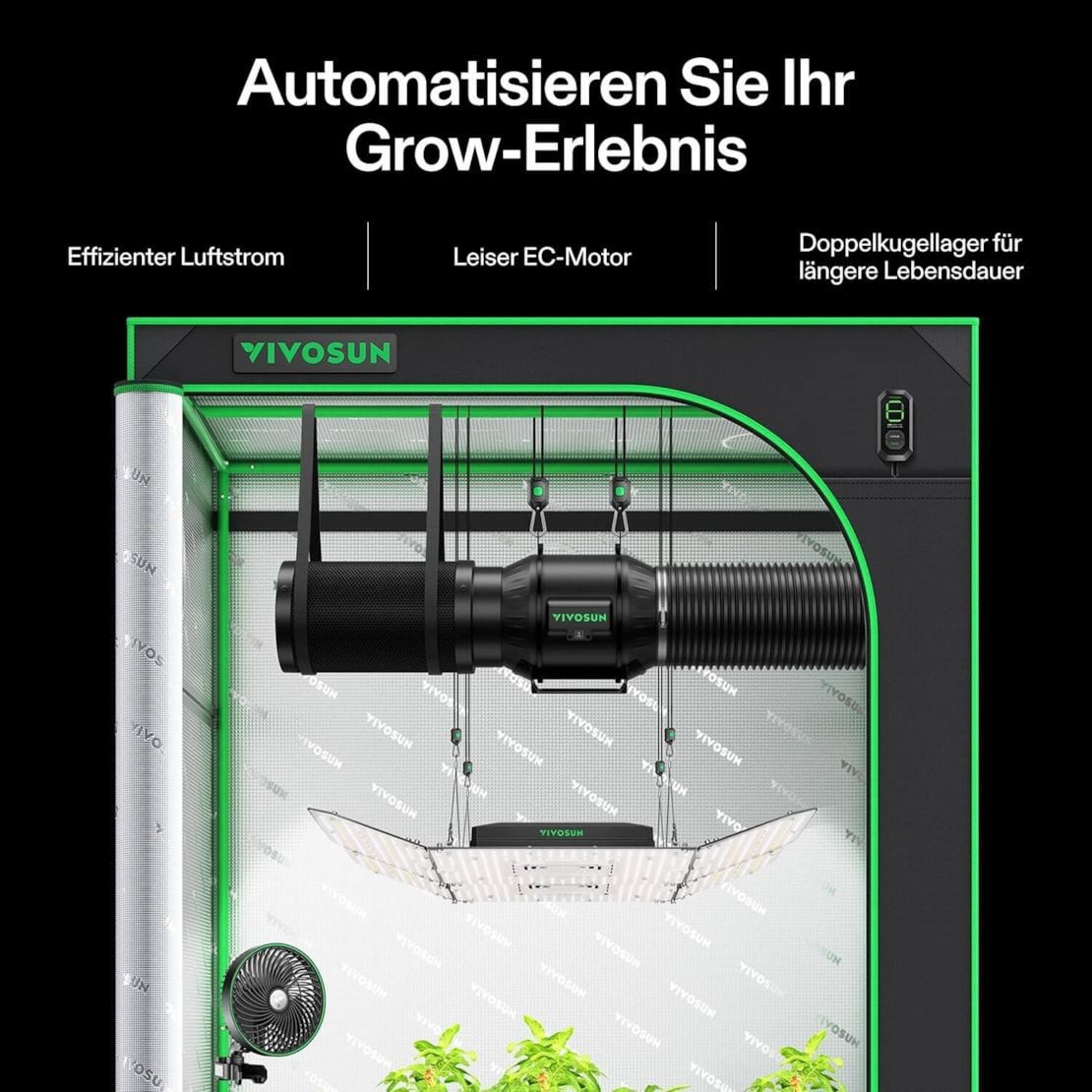 VIVOSUN Ventilatorkombigerät VIVOSUN AeroZesh T-Serie, 15 cm Durchmesser, A günstig online kaufen