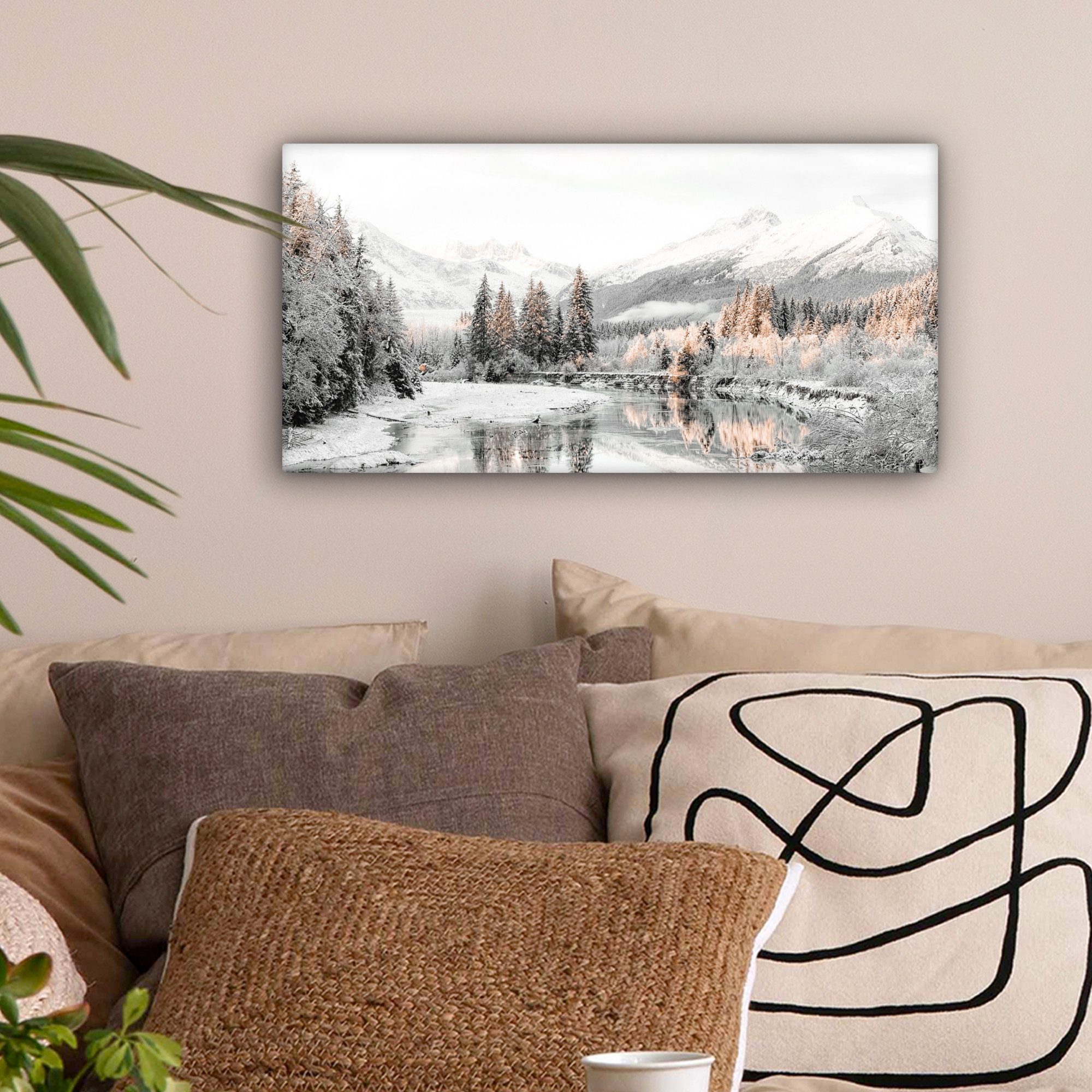 OneMillionCanvasses® Leinwandbild Panorama Natur - Winter - Bäume - Berge - günstig online kaufen