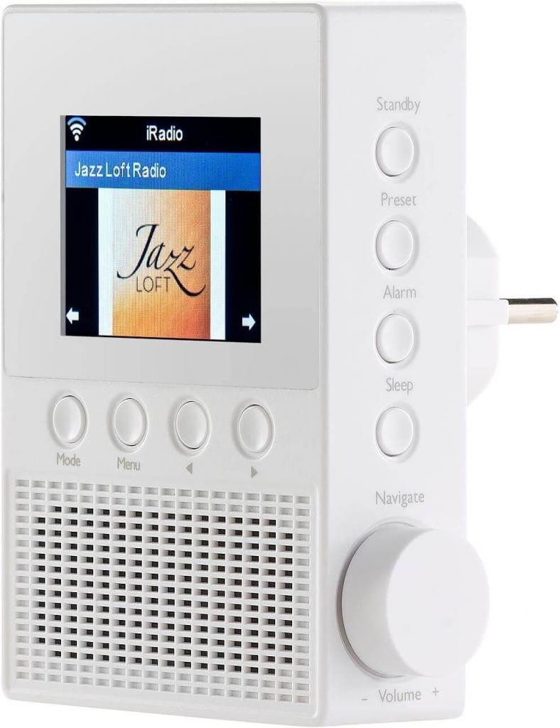 VR-Radio IRS-310 Internet Steckdosenradio mit WLAN & Bluetooth 5 Internet-Radio (Internetradio, Datum und Uhrzeit, Weckfunktion mit 2 Weckzeiten, Schlummer-Funktion)