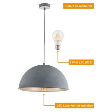 bmf-versand Hängeleuchte Hängeleuchte Esszimmer Pendelleuchte LED Wohnzimmer Hängelampe, industrial, modern, grau, LED wechselbar, Warmweiß, Pendellampe, Schlafzimmer, Küche, Flur