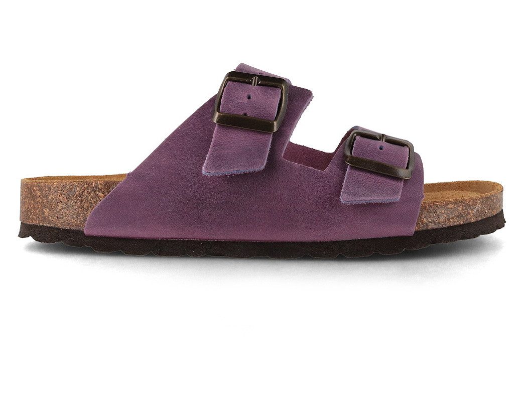 Tuffeln Leder-Sandalen 'Föhr' mit Korkfußbett Zweischnaller Pantolette Hausschuh mit weichem Tieffussbett