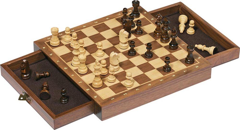 goki Spiel Magnetisches Schachspiel mit Schubladen, Strategiespiel, magnetisch