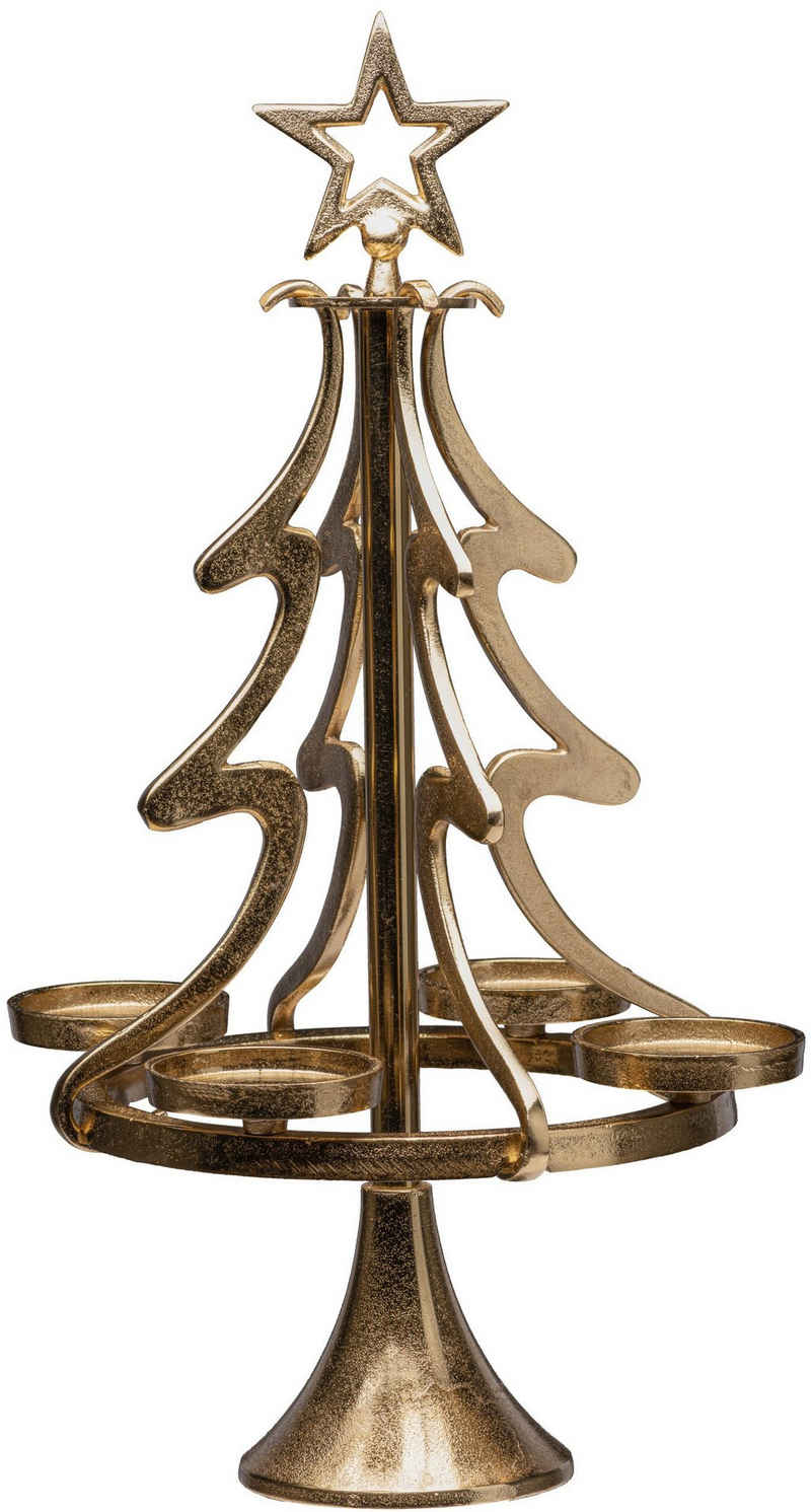 my home Adventsleuchter »Tannenbaum, Weihnachtsdeko« (1 St), Kerzenständer aus Aluminium, Höhe 55 cm