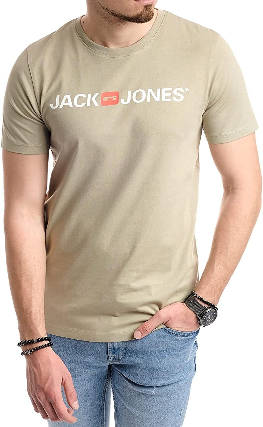 Jack & Jones Print-Shirt mit Rundhalsausschnitt, aus Baumwolle Tea