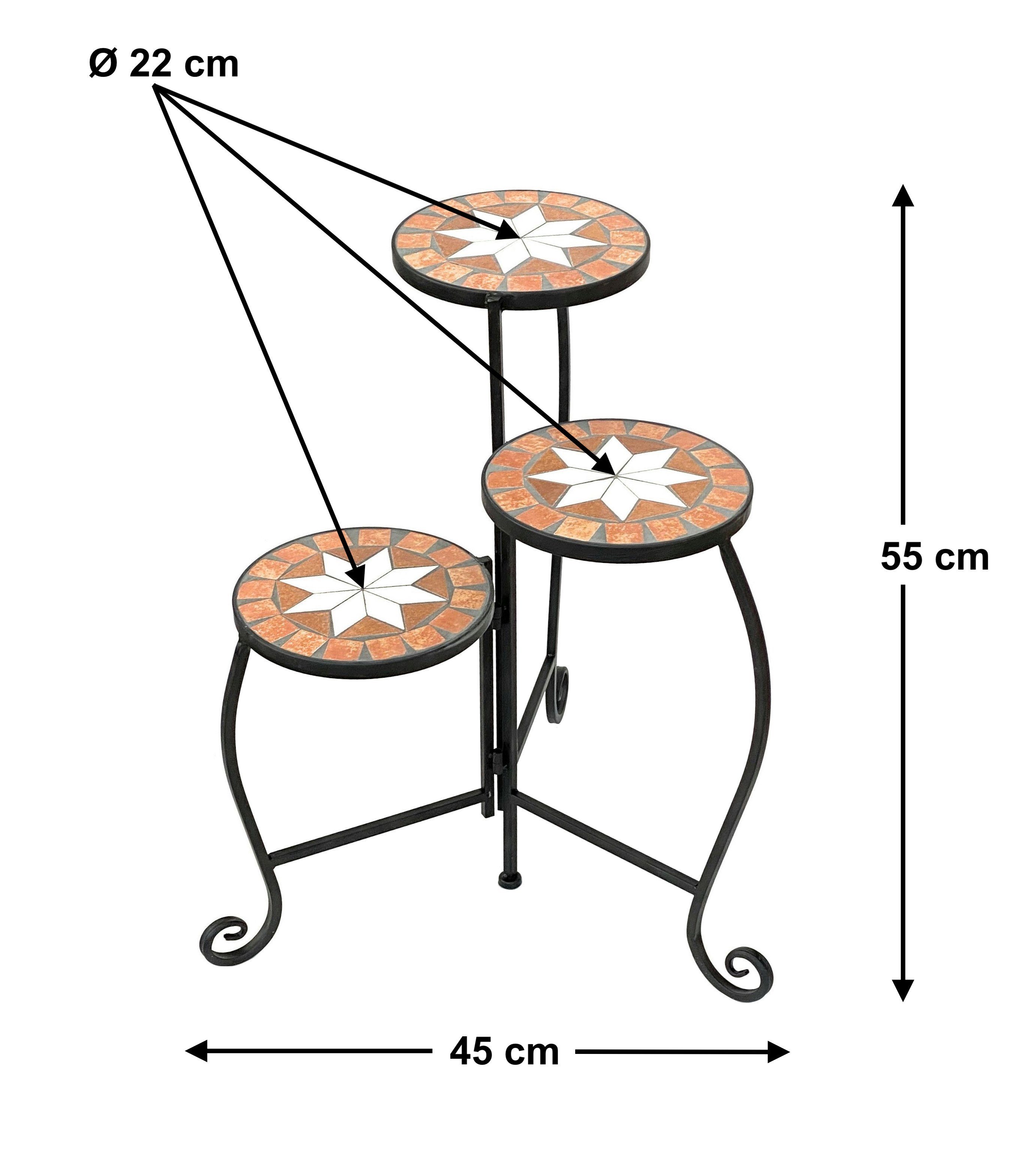 DanDiBo Blumenhocker Blumentreppe Mosaik Rund Mosaiktisch cm 55 Blumenregal Blumenbank Beistelltisch Pflanzenständer 12020