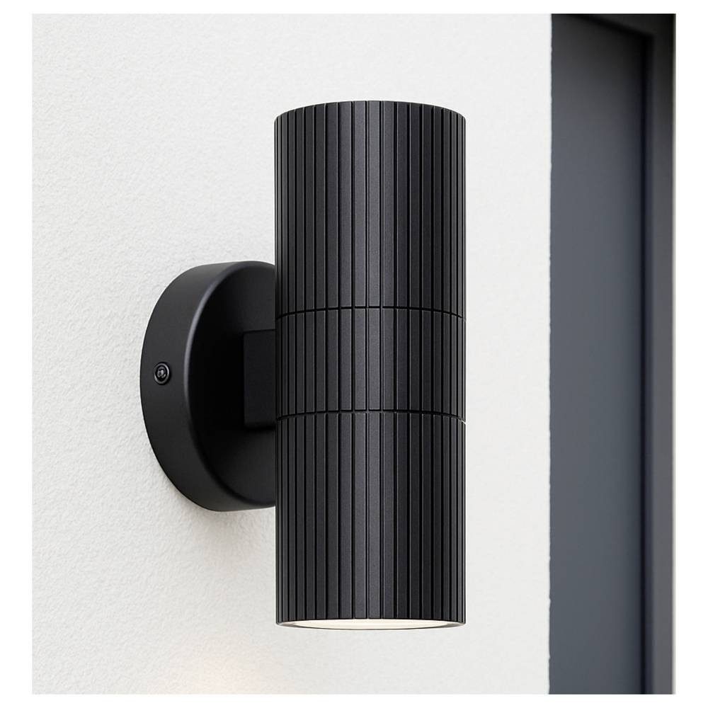 Brilliant Außen-Deckenleuchte Außenwandleuchte 40921/06 LED-Außenwandleuchte LED GU10 10 W Schwarz, Lichtaustritt oben und unten