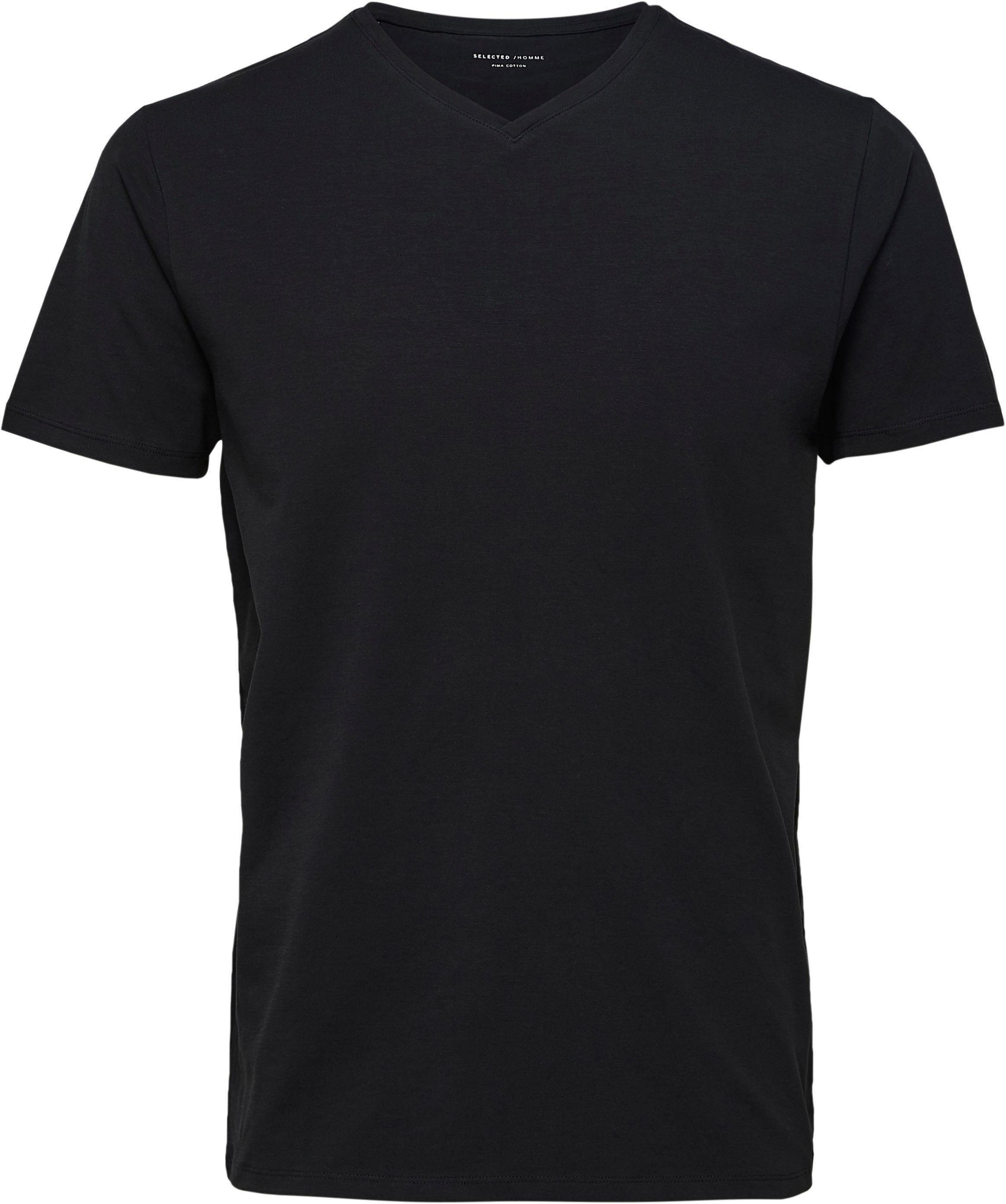 SELECTED HOMME V-Shirt Basic V-Shirt Black
