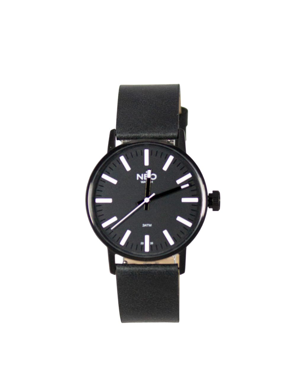 Neo Watch Quarzuhr Damen Edelstahl Lederband Schwarz N6-005, Mineralglas, schlicht, Lederarmband