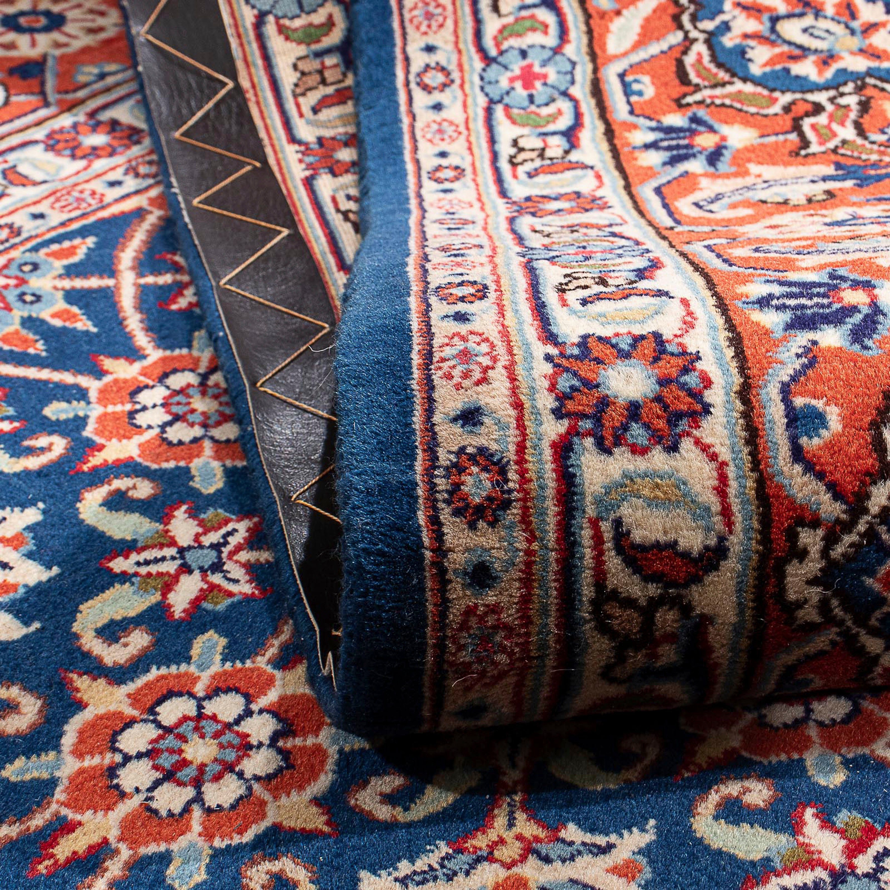 Orientteppich Perser Nain - mm, rechteckig, Höhe: morgenland, Einzelstück x 196 dunkelblau, - mit Handgeknüpft, Wohnzimmer, - 10 cm Zertifikat 244