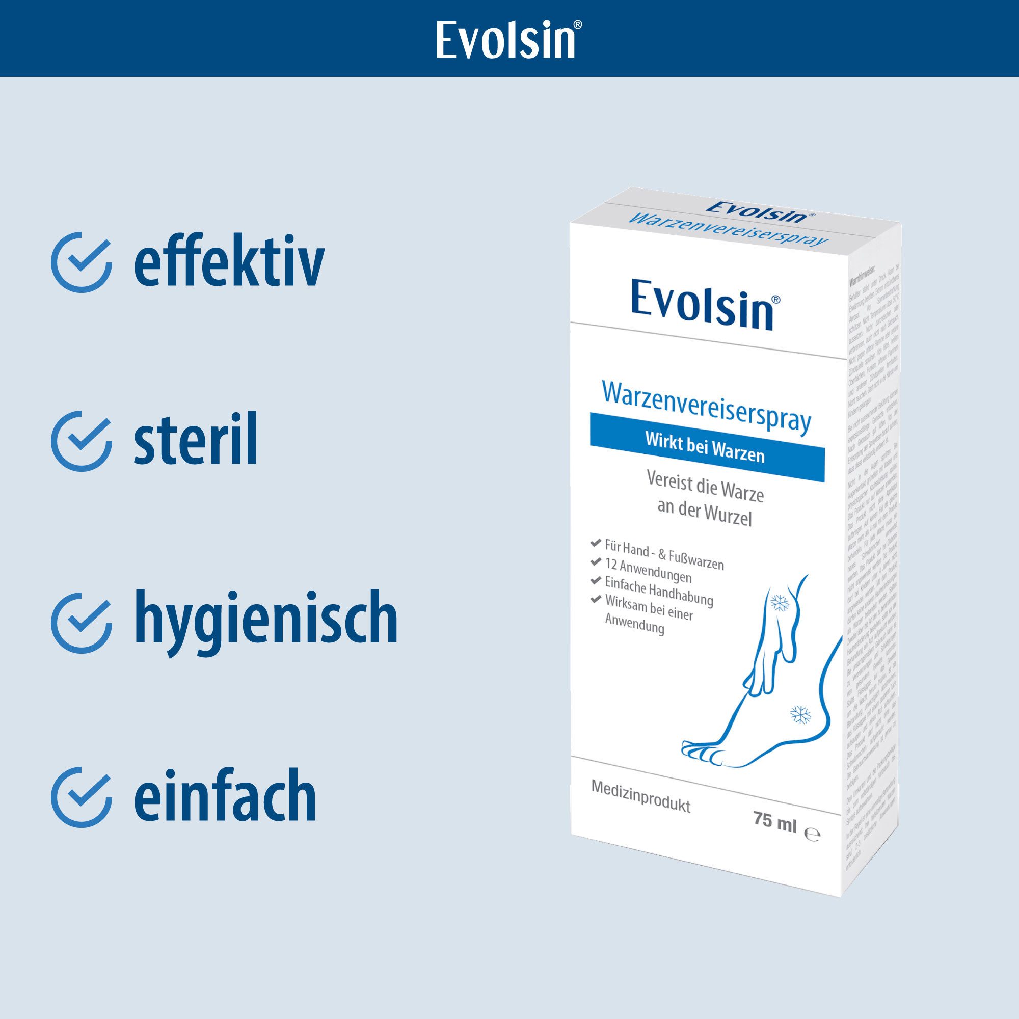 Evolsin Warzen-Vereisungsspray Evolsin® Warzenvereiser Spray bei gewöhnlichen Warzen & Dornwarzen, gegen Warzen & Dornwarzen