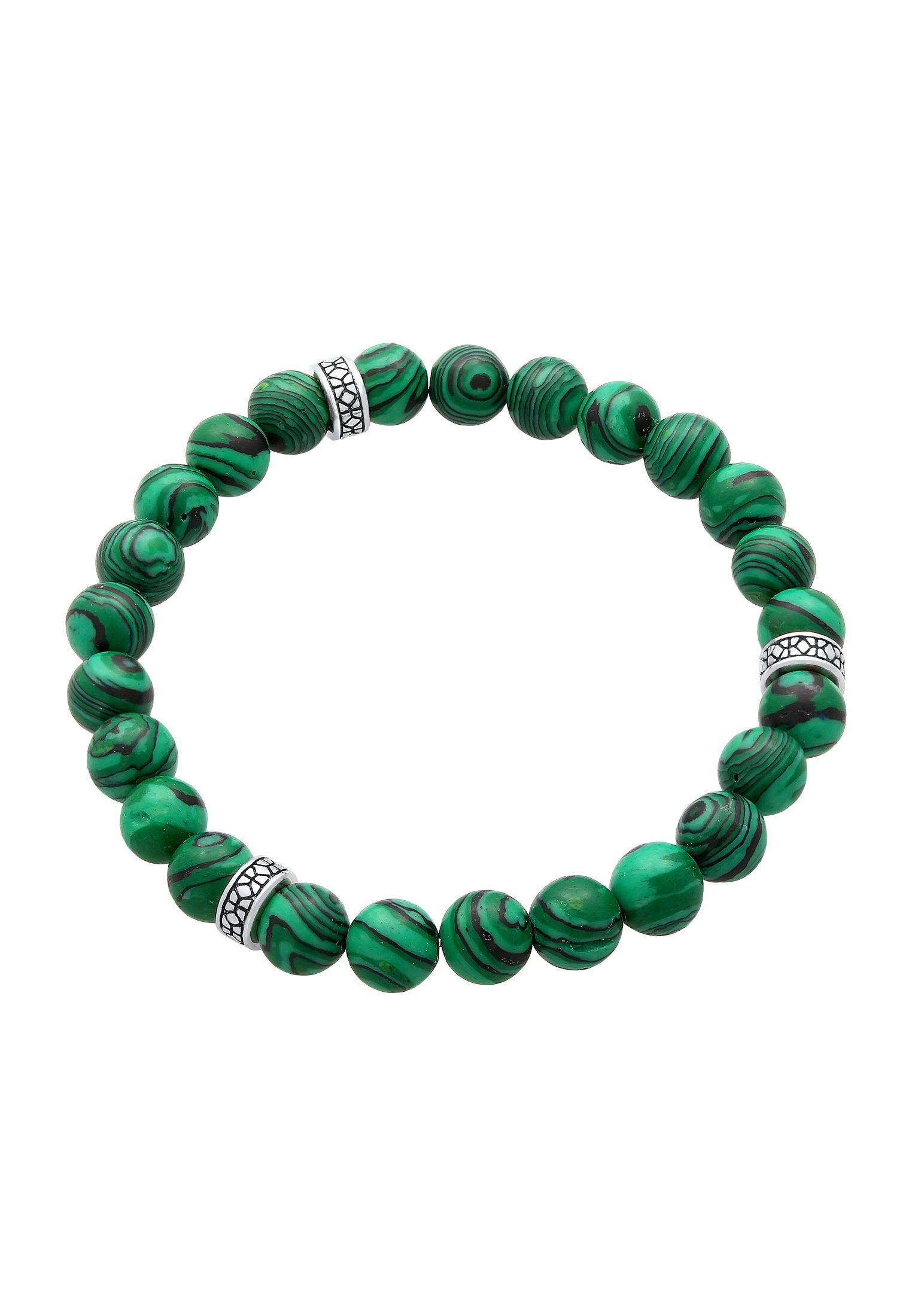Kuzzoi Armband Herren synth. Malachit Bead Oxidiert 925 Silber günstig online kaufen