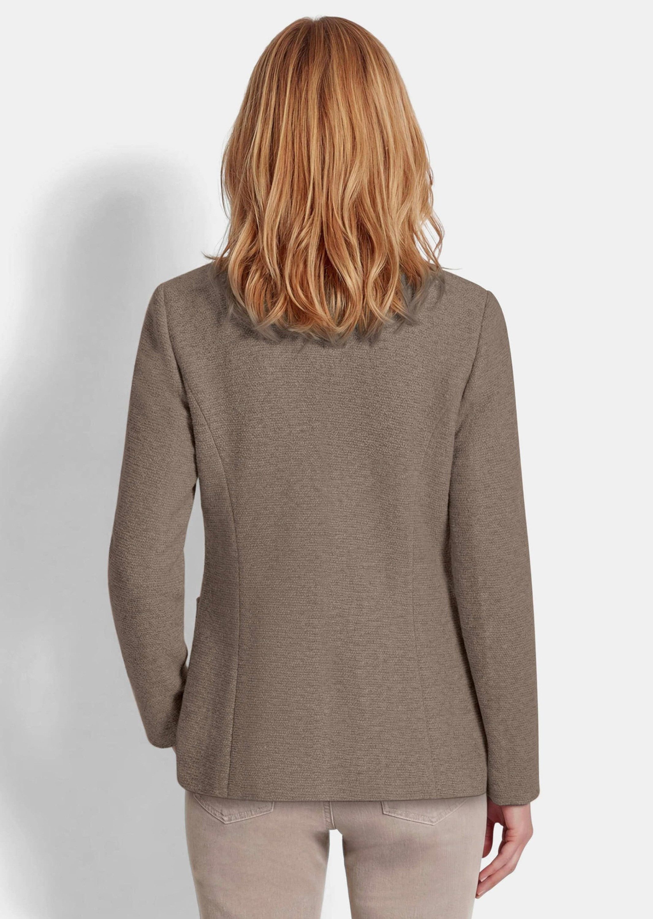 GOLDNER Jerseyblazer Jacke im Bouclé-Look Leichte Jerseyjacke aus Baumwollmix mit Reißverschluss und Taschen – Bild 3 von 5