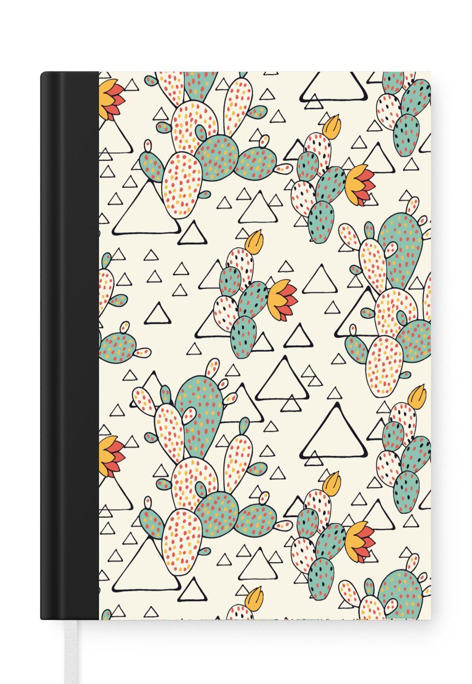 MuchoWow Notizbuch Muster - Kaktus - Dreieck, Journal, Merkzettel, Tagebuch, Notizheft, A5, 98 Seiten, Haushaltsbuch