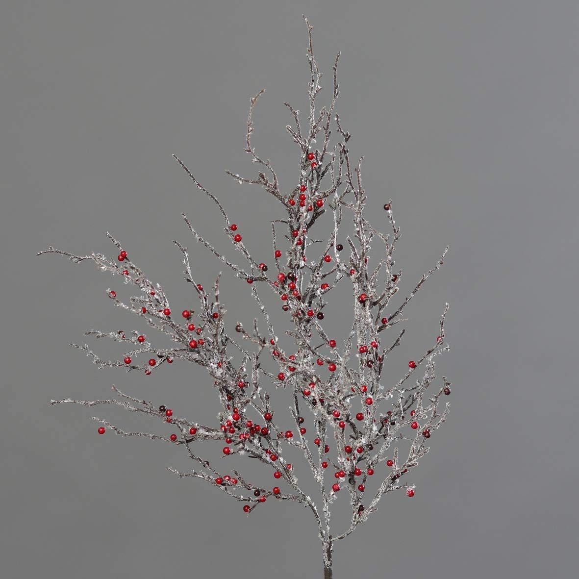 Kunstpflanze Beerenzweig Geeist Rote Beeren Höhe:52 cm Kunstzweig