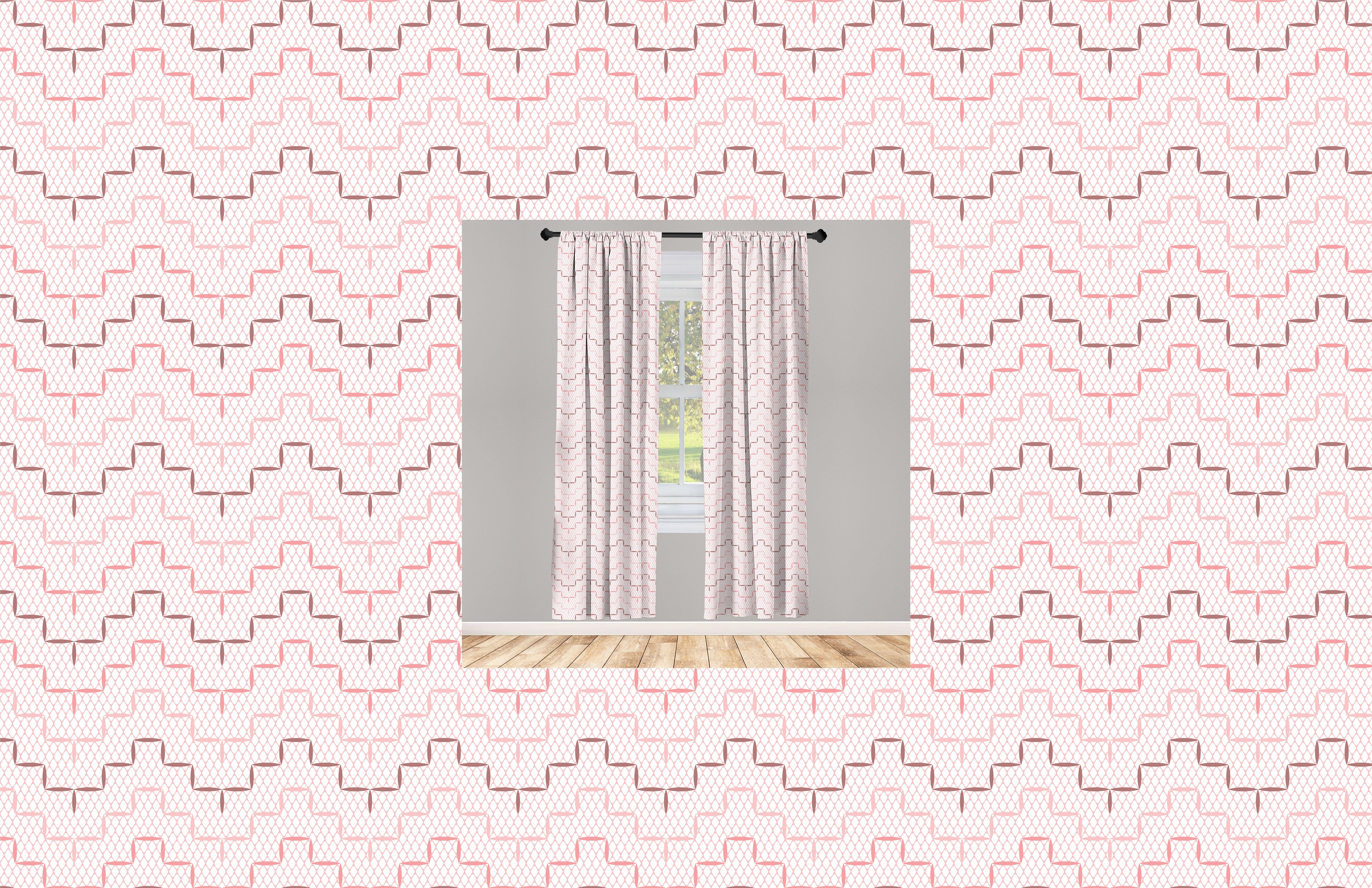 Gardine Vorhang für Wohnzimmer Schlafzimmer Dekor, Abakuhaus, Microfaser, erröten Rosa Lattice Einfache Motive