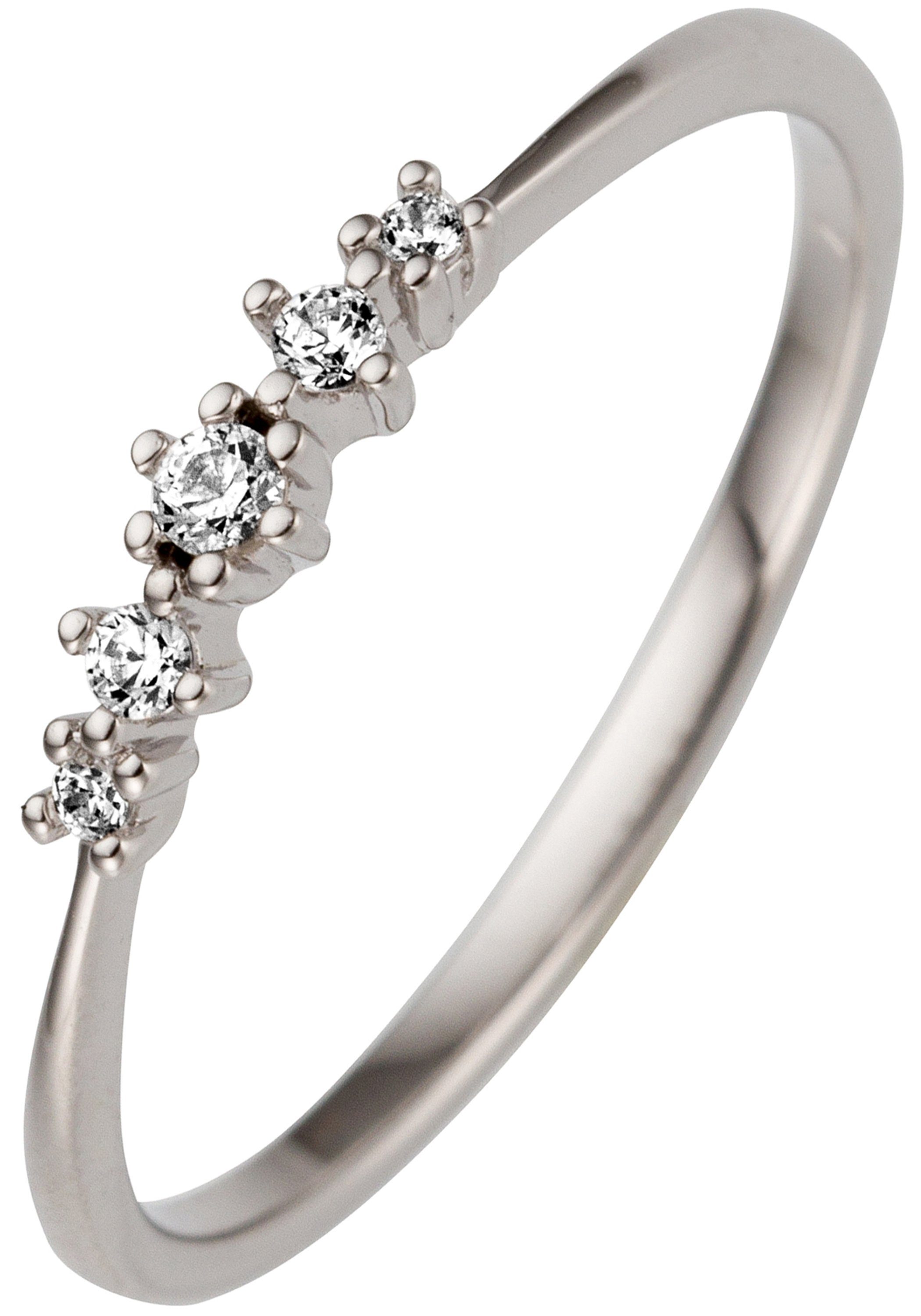 JOBO Fingerring, schmal 585 Weißgold mi...
