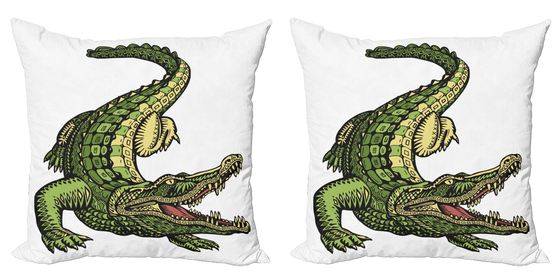 Kissenbezüge Modern Accent Doppelseitiger Digitaldruck, Abakuhaus (2 Stück), Krokodil detaillierte Alligator