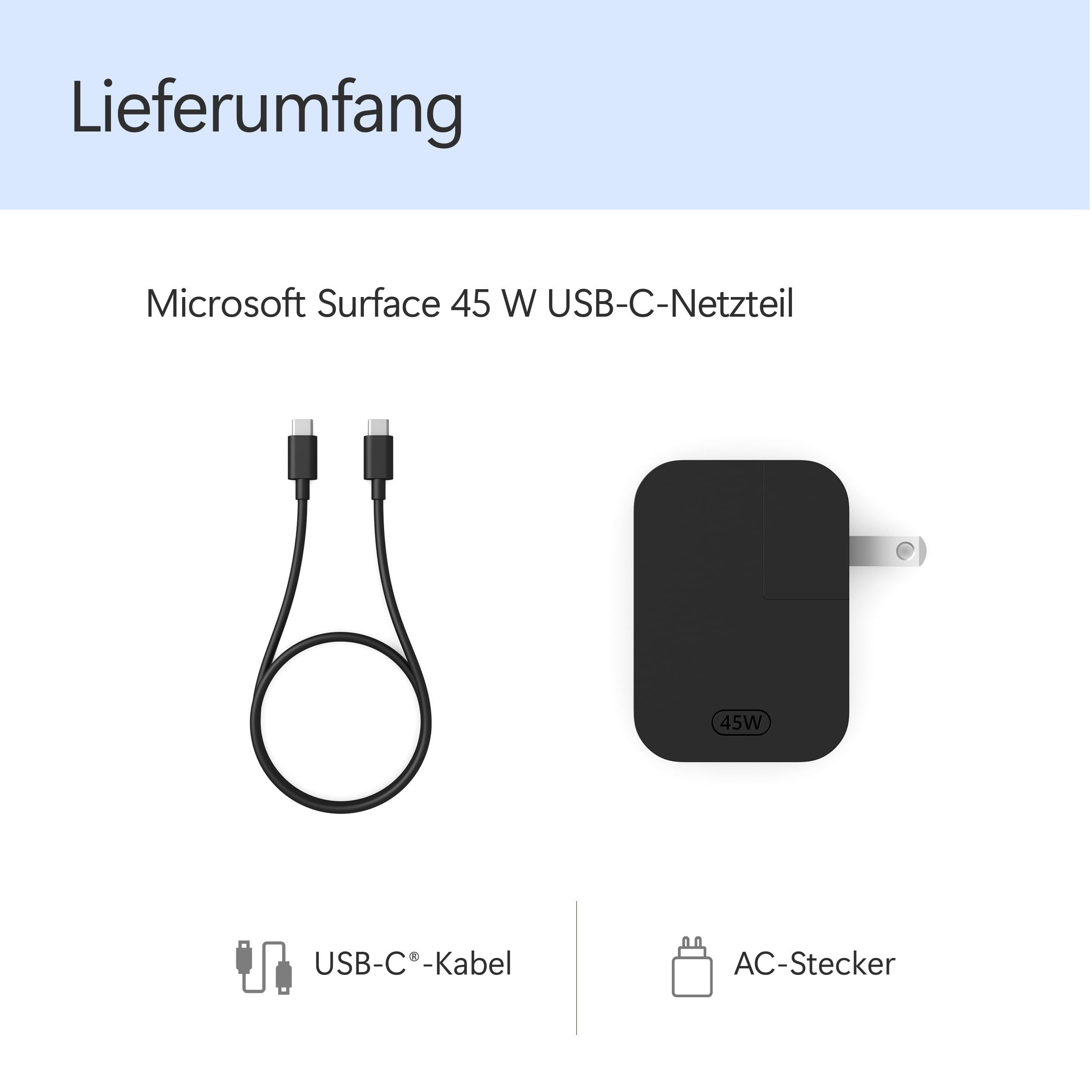 Microsoft EP2-29823 Ladestation (45-Watt USB-C Netzteil für Surface Geräte)