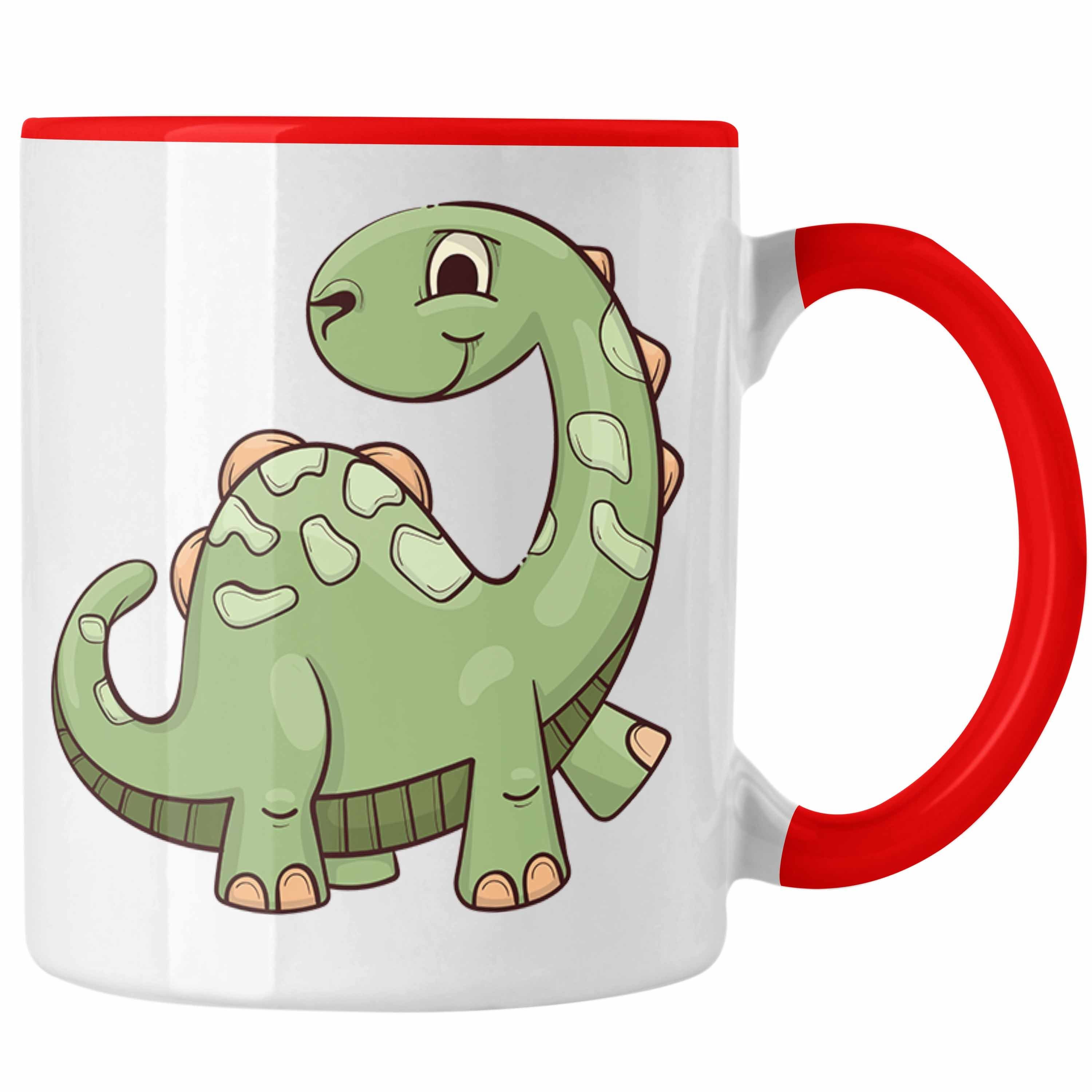 Trendation Tasse Trendation - Coole Tasse für Dinofans Dinosaurier Geschenkidee Jungs Jungen Geschenke Lustig Rot