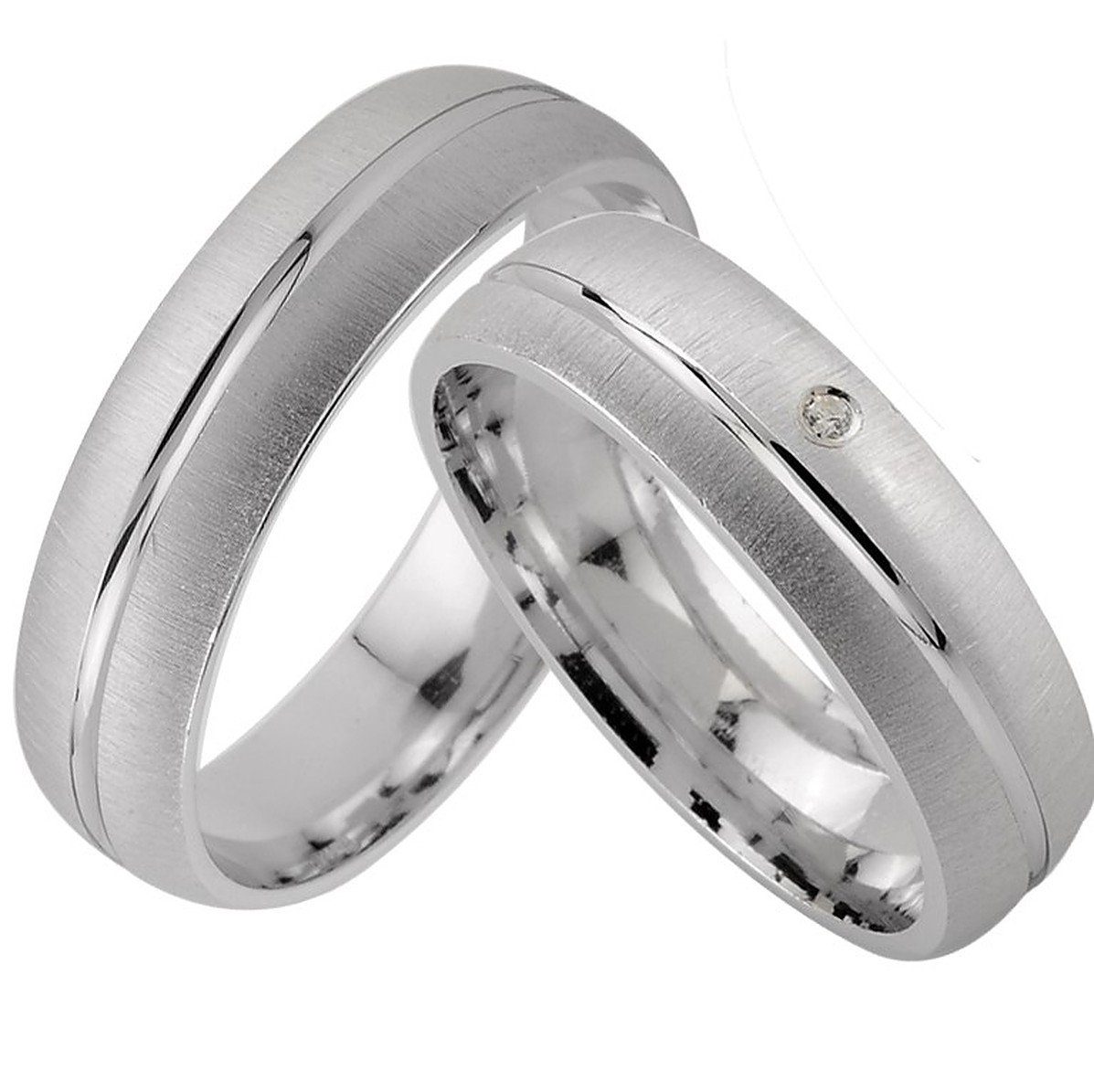 Trauringe123 Trauring Hochzeitsringe Verlobungsringe Trauringe J50 925, Diamant, Eheringe echten Partnerringe Silber mit