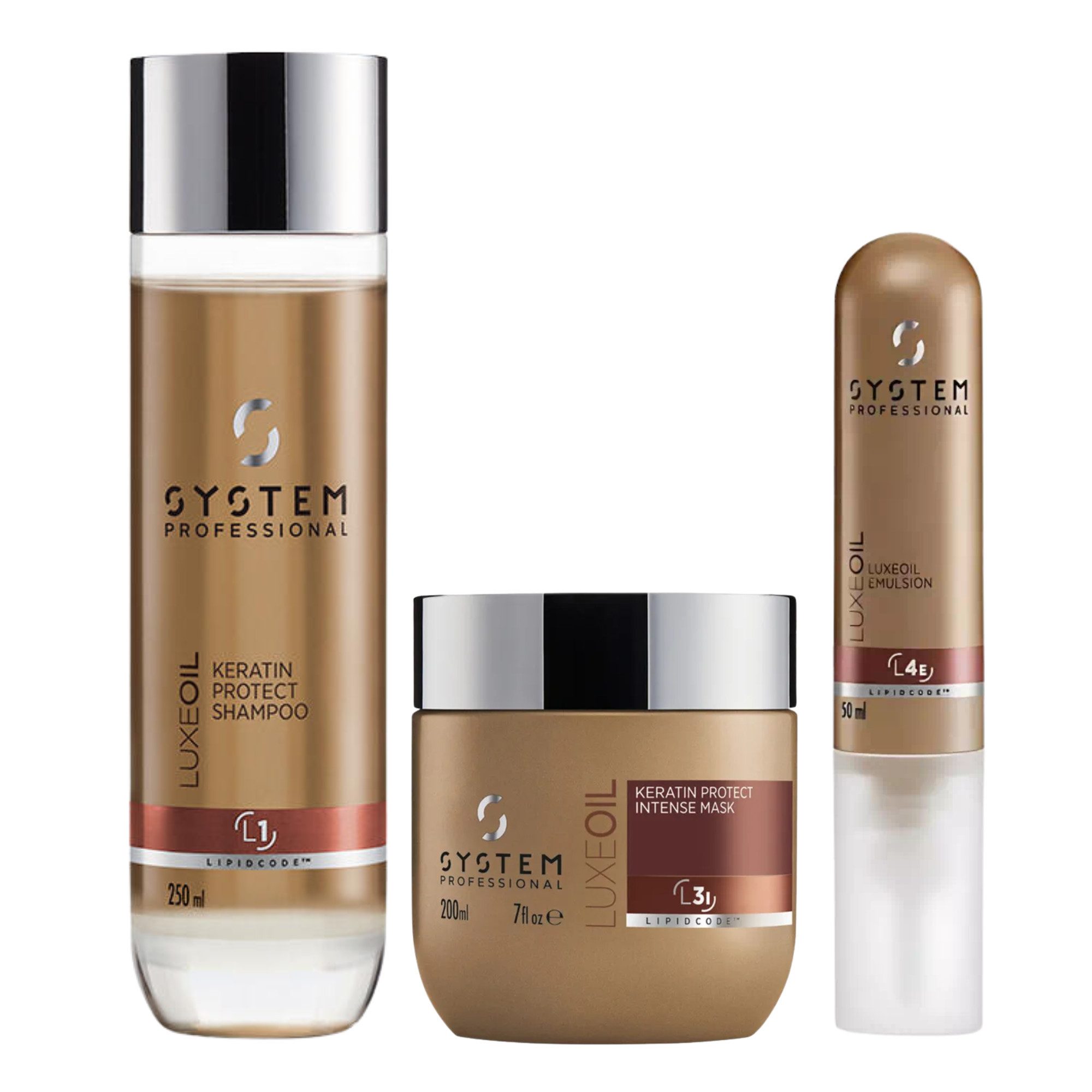 System Professional Haarpflege-Set System Professional LuxeOil Set – Shampoo, Keratin Mask & Emulsion, 3-tlg., reichhaltig