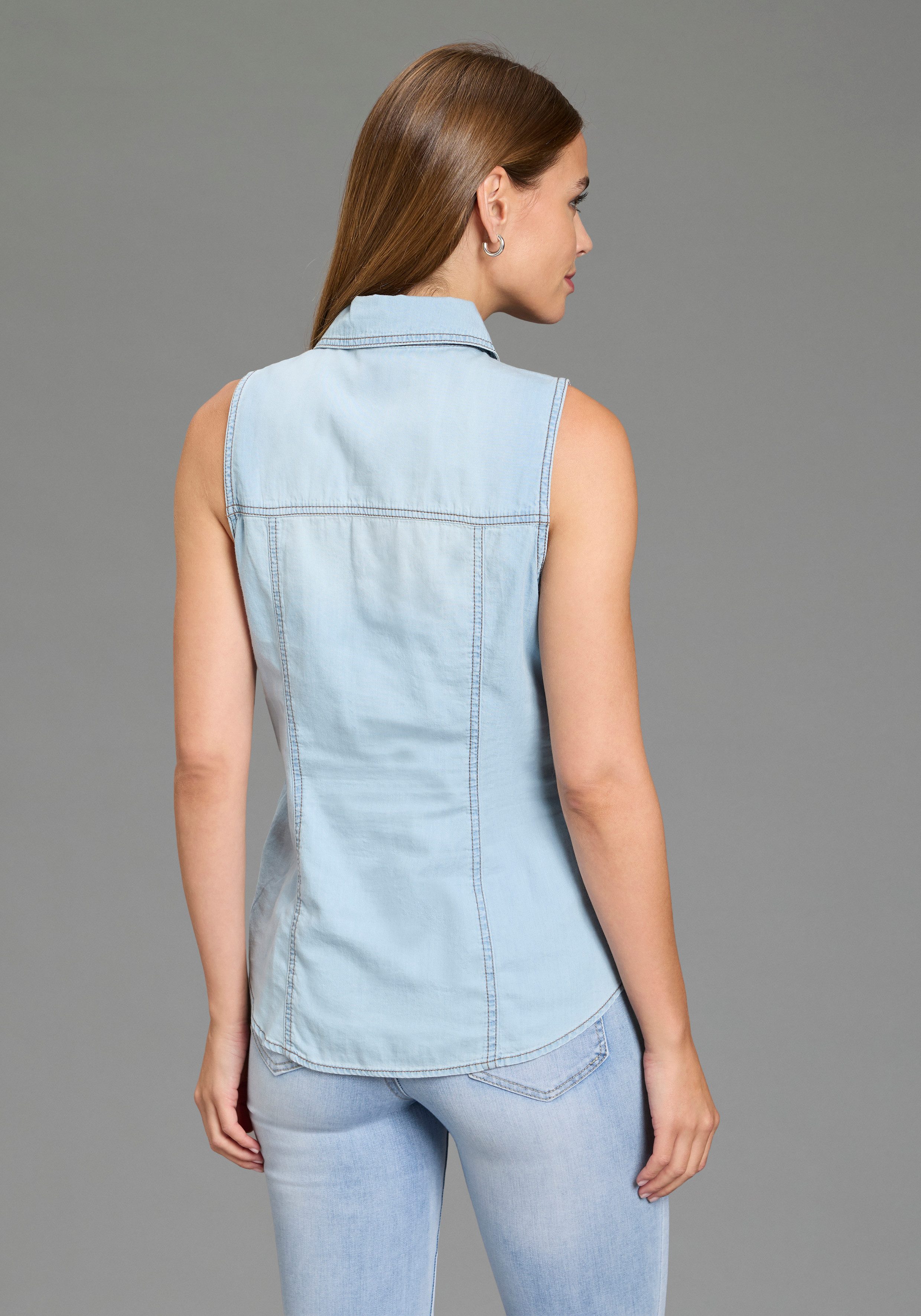 Arizona Jeansbluse mit Knöpfen in Perlmuttoptik – Bild 4 von 5