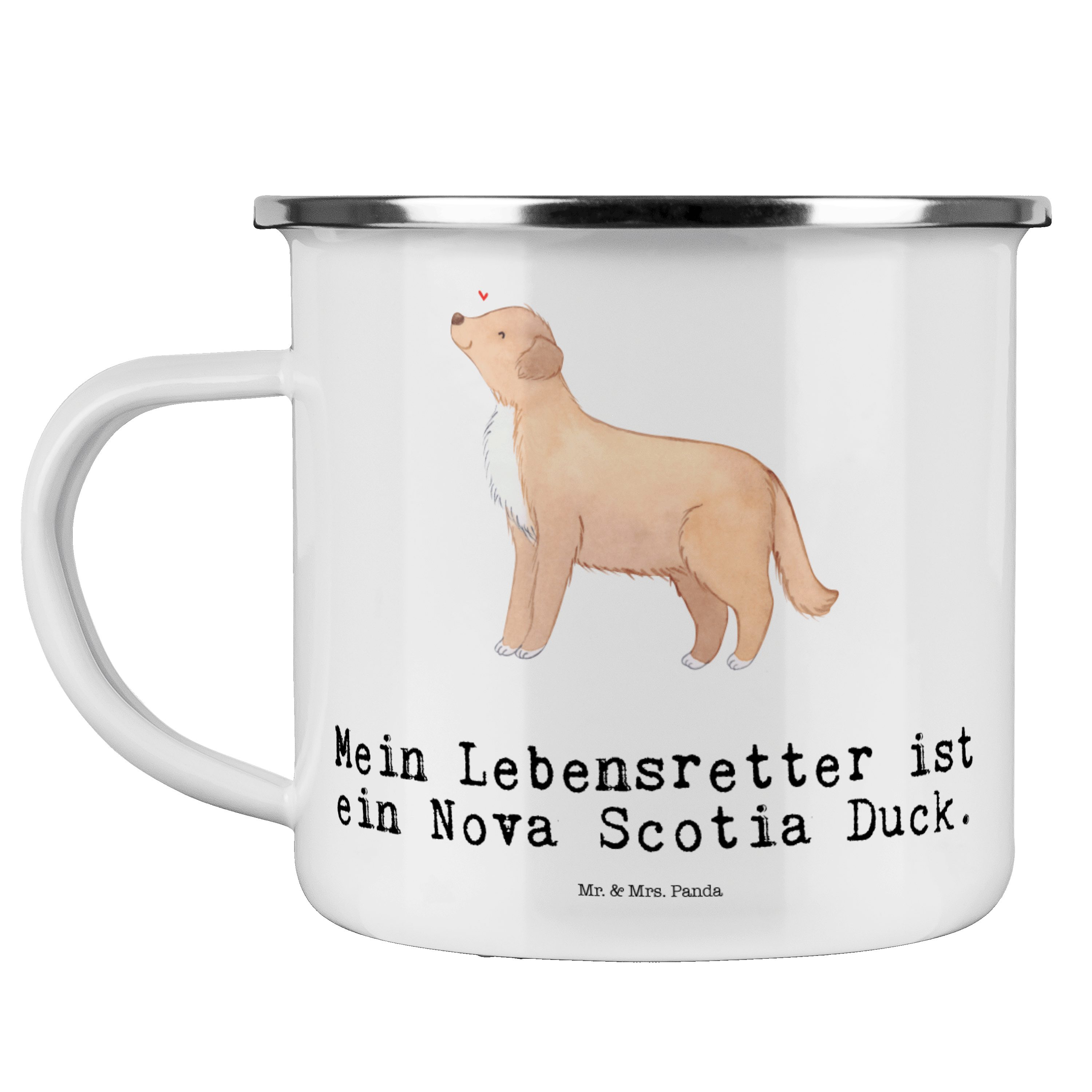 Mr. & Mrs. Panda Becher Nova Scotia Duck Lebensretter - Weiß - Geschenk, Hund, Nova Scotia Du, Emaille