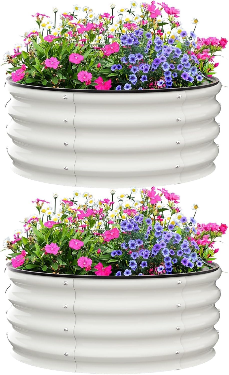 GarveeMore Hochbeet 2er-Pack verzinktem Stahl,runder Metallpflanzkasten für Gemüse,Blumen