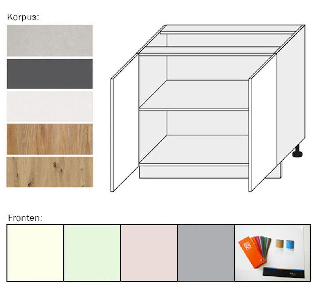 wählbar Pescara Unterschrank 2-türig Korpusfarbe Front- Grigio Feldmann-Wohnen (Pescara) 0231 rosato und 90cm