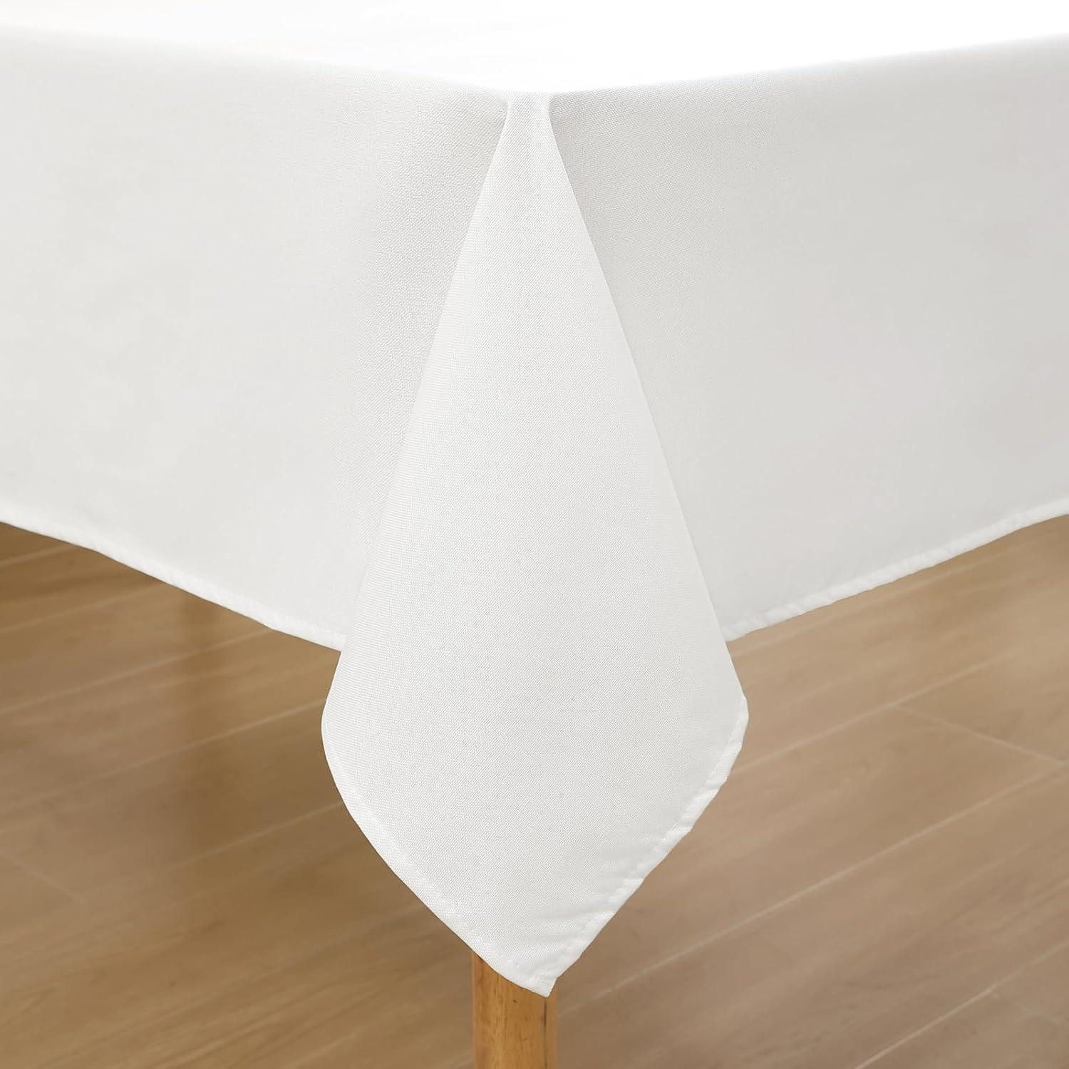 LuxusKollektion Tischdecke Tischdecke Leinenoptik abwaschbar 140 x 100 cm (Rechteckig) Weiß
