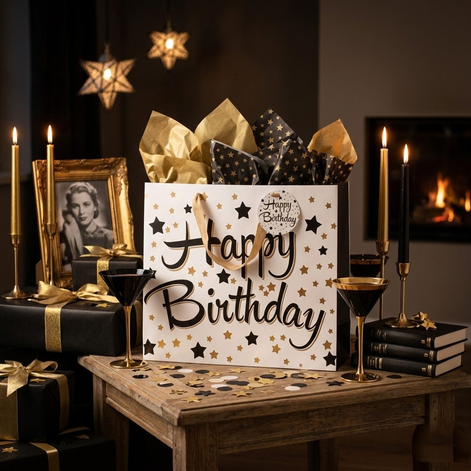 KARMA Geschenkpapier Geschenktüten 4er Set Papier Happy Birthday Geschenktaschen, 26 x 31 x 12 cm Geburtstagseschenktasche – Bild 4 von 4