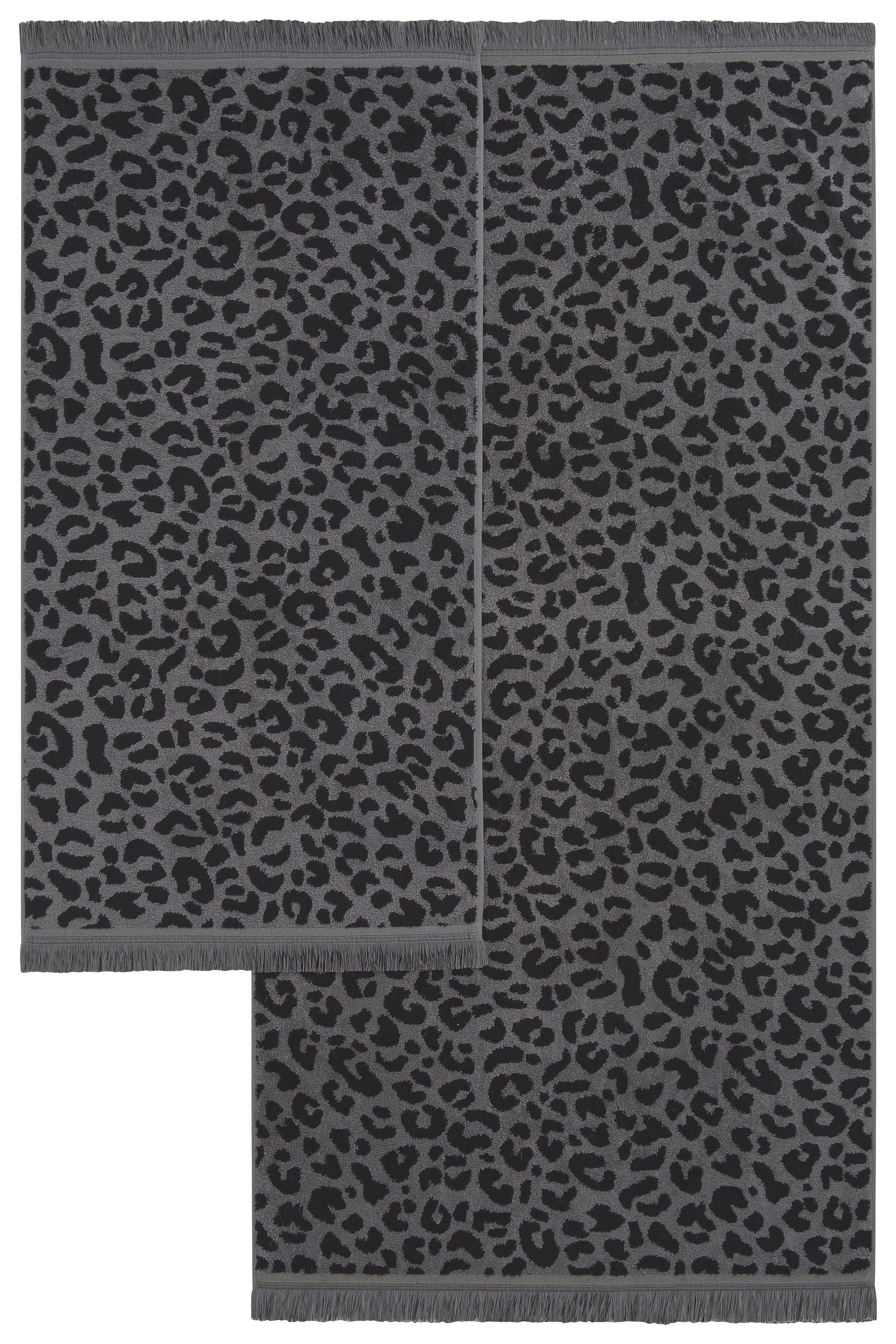 OTTO home Handtuch Set Tiffani, Leopardenmuster, Premium Handtücher 8-tlg, 500 gr/m², Frottier (Set, 8-St), 4 Duschtücher, 4 Handtücher, Animal Print, Leo, modern, mit Fransen