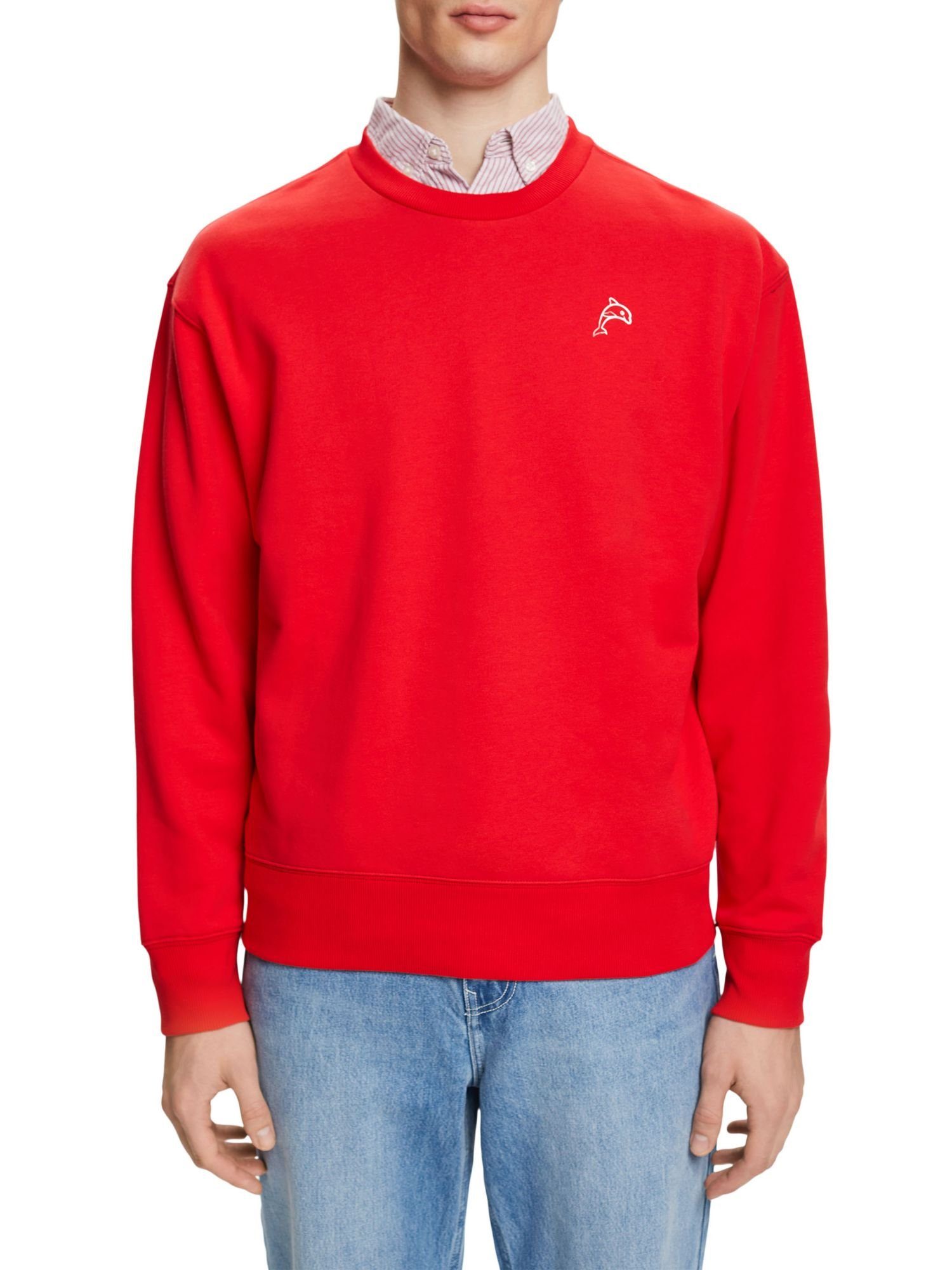 Esprit Sweatshirt Sweatshirt mit (1-tlg) Delfinprint ORANGE kleinem RED