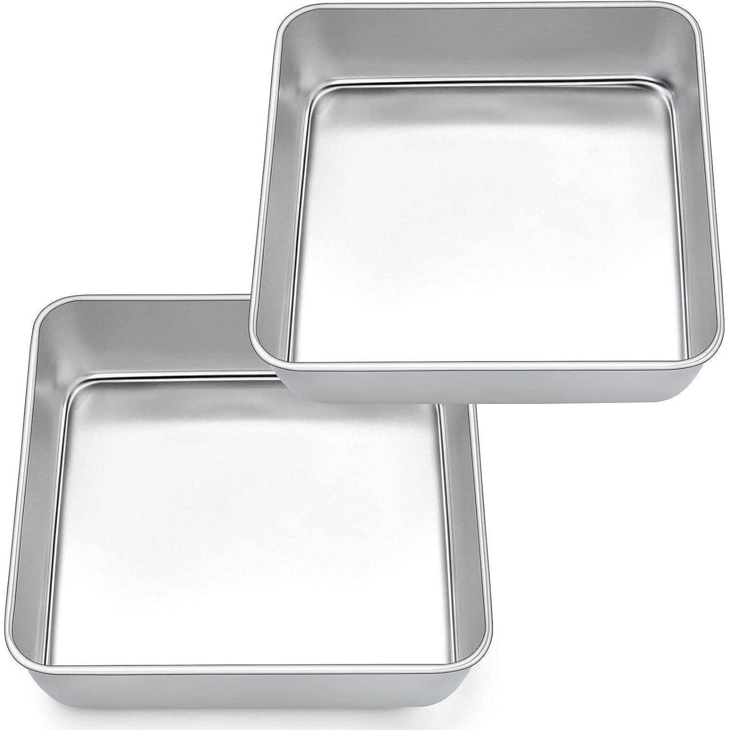 LuxusKollektion Auflaufform Quadratische Kuchenform Edelstahl 2er-Set 21x21x5 cm für Kuchen