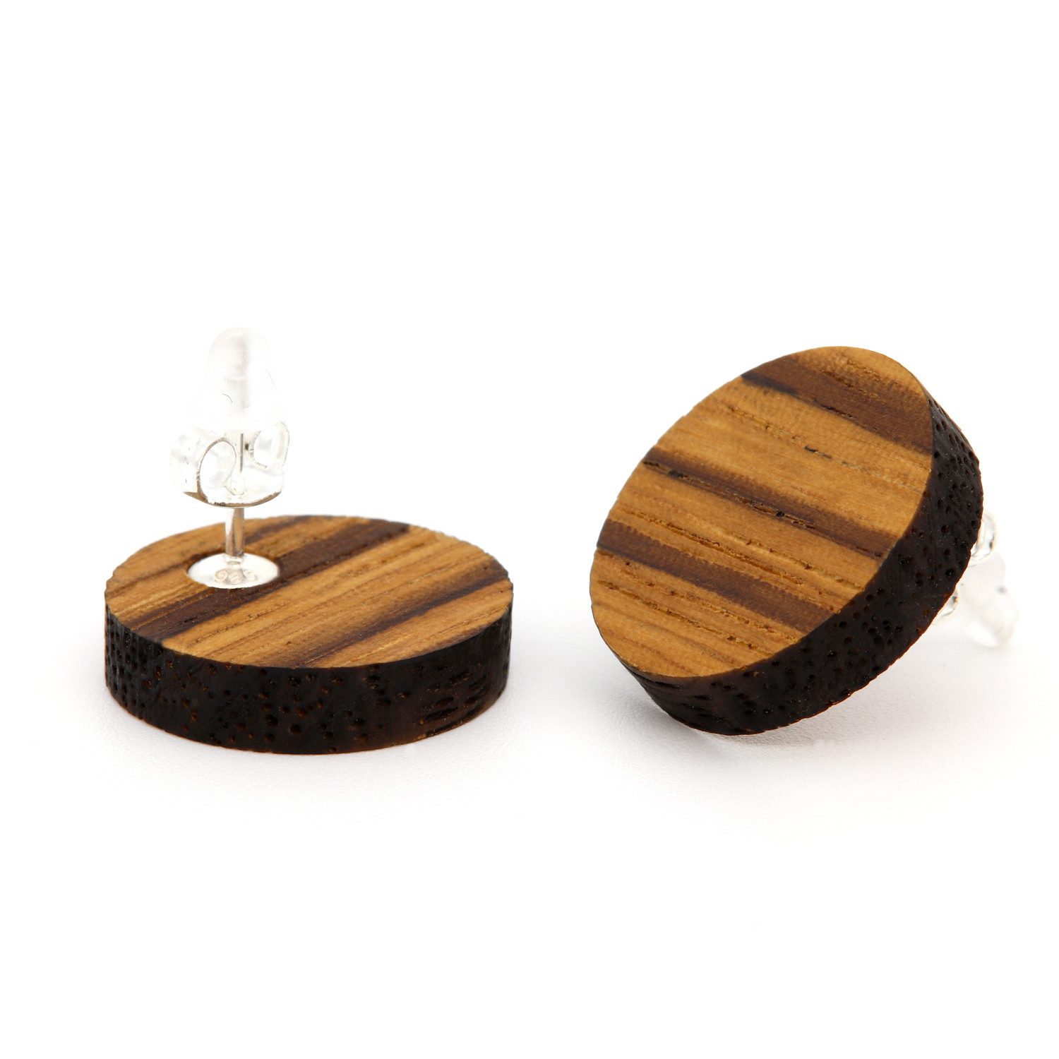 NaturSchatulle Paar Ohrstecker Holz Kreis (Zebrano-, Wenge- und Nussbaumhol günstig online kaufen