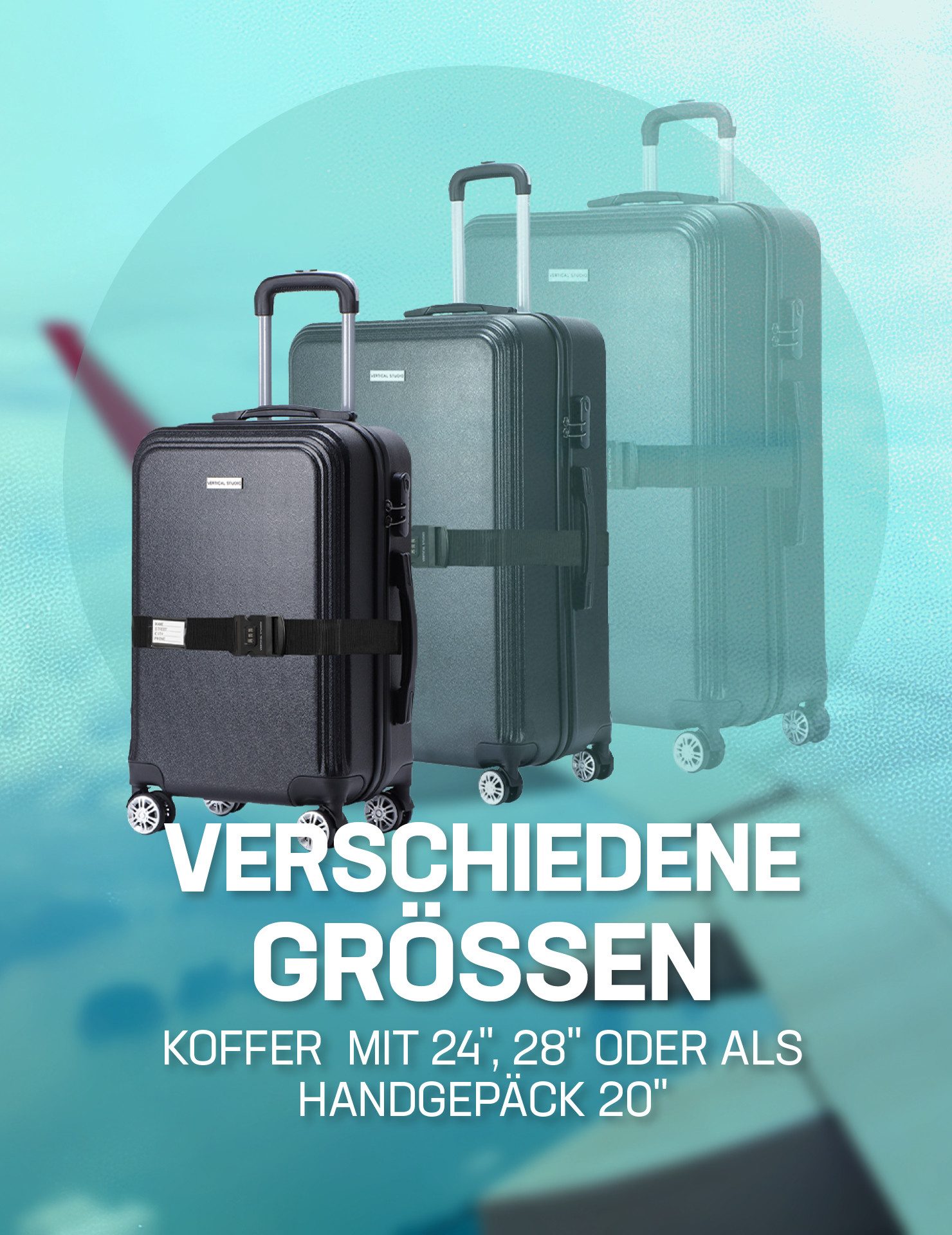 VERTICAL STUDIO Trolley Koffer mit Koffergurt, 4 Rollen