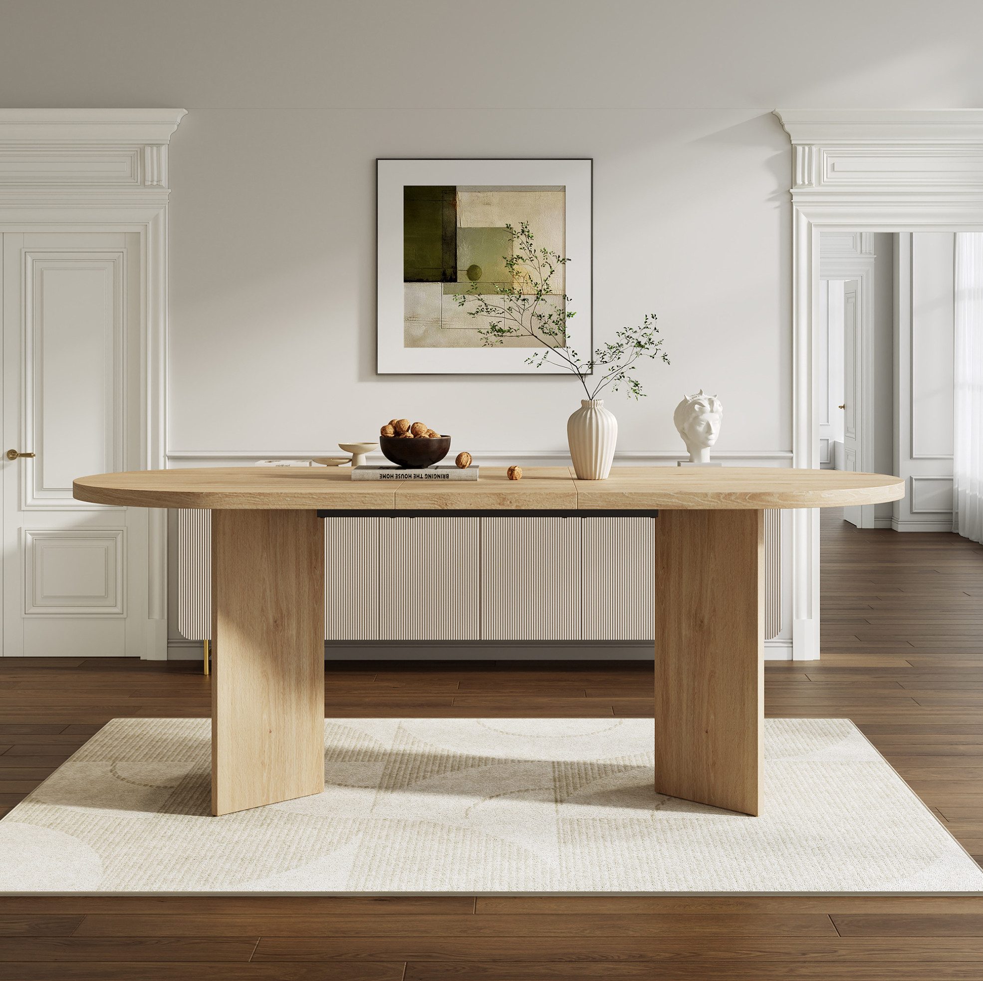 REDOM Esstisch Moderner Essraumtisch – abgerundete Ecken & verstärkte Konstruktion (Packung, 1-St., Eiche, 160×75×80 cm, für 6–8 Personen), 18 mm dicke Platte, elegantes Design