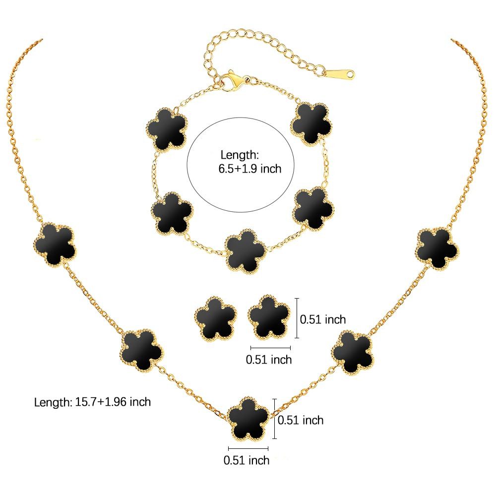 MOPUEA Schmuckset Kleeblatt Schmuck-Set Armband Halskette & Ohrringe mit Geschenkbox – Bild 5 von 5